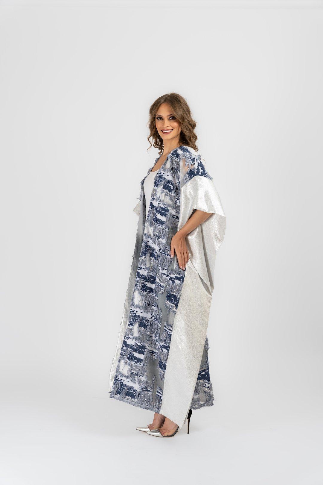 Anthropologie Helia Kaftan, White-Blue, , medium