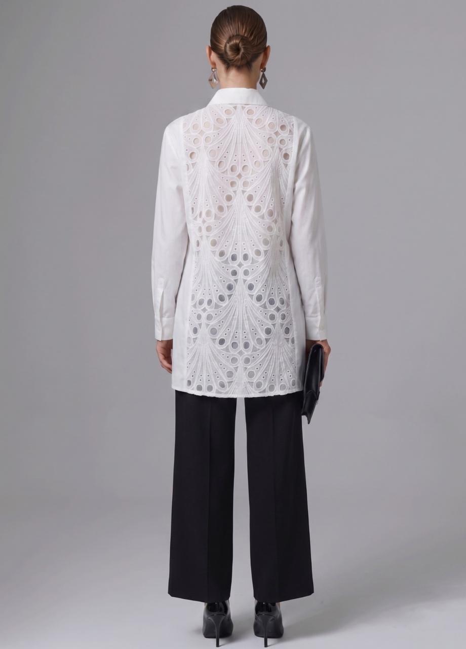 Lace Detailed Cotton Shirt, White, , large image number 1