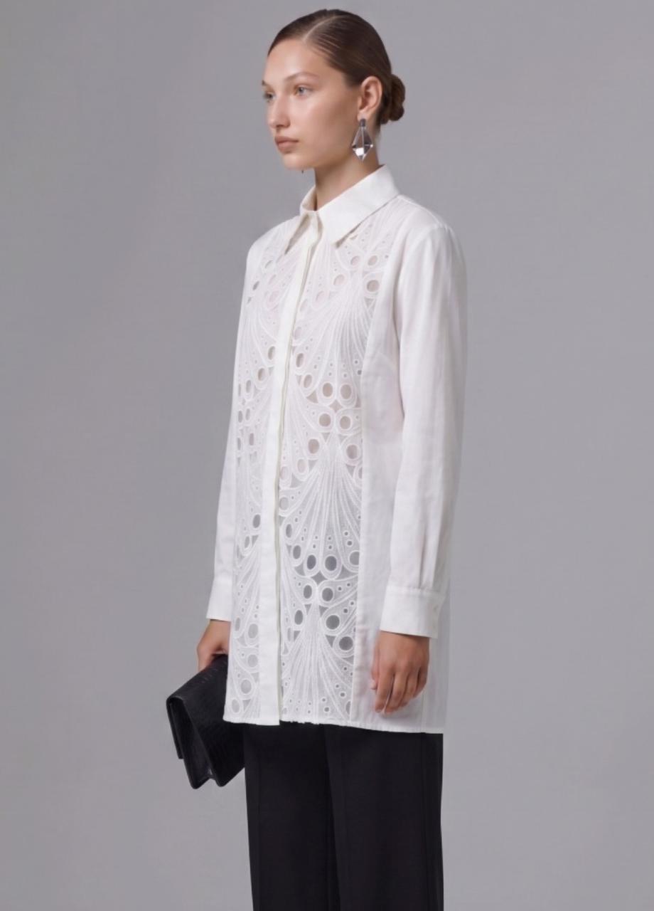 Lace Detailed Cotton Shirt, White, , medium