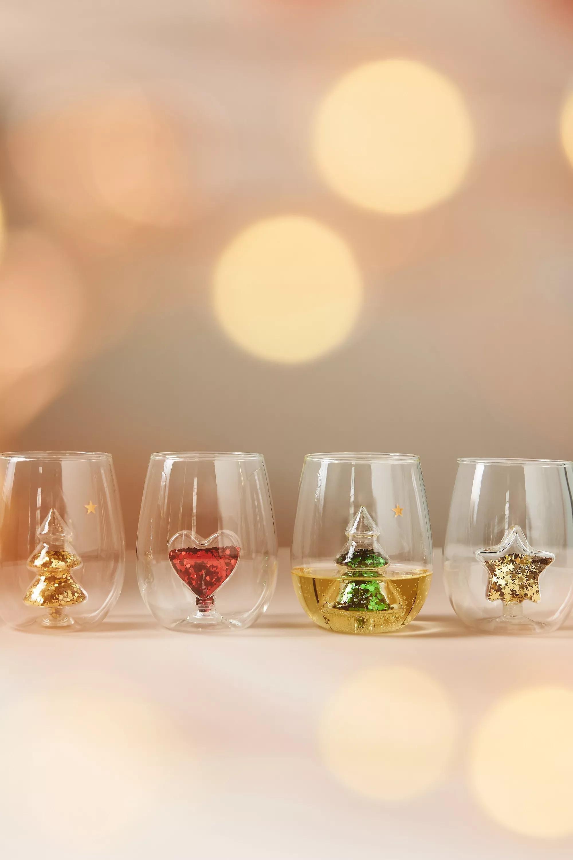 Yuletide Stemless Wine Glass, Gold, A501_0070, large image number 1