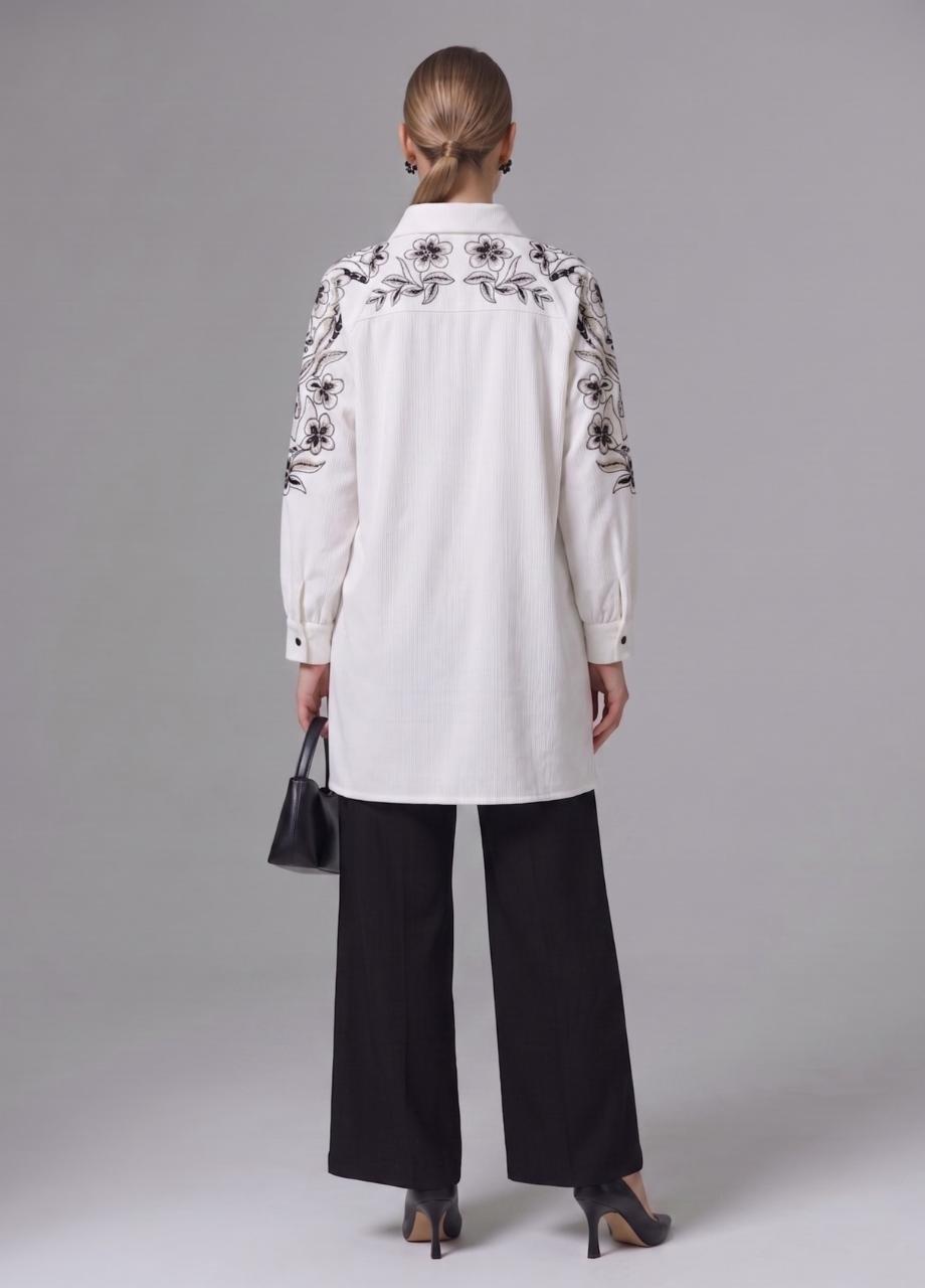 Embroidered Cotton Shirt, White, , large image number 1