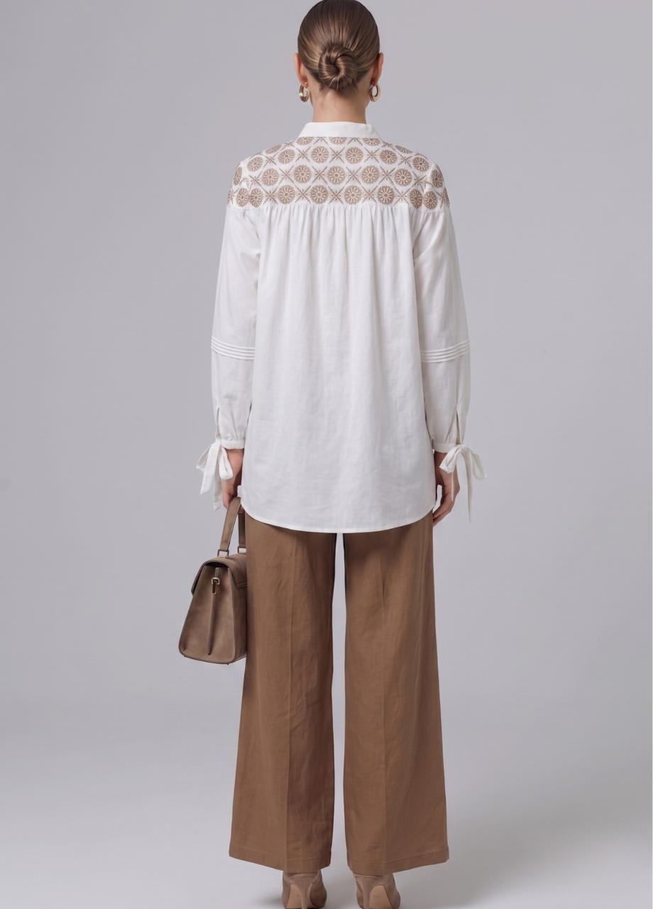 Patterned Cotton Shirt, White, , large image number 1