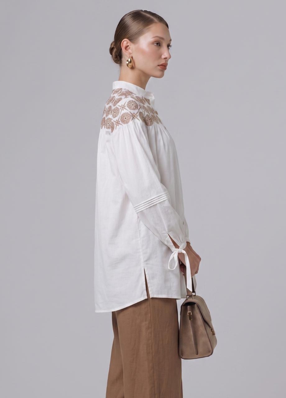 Patterned Cotton Shirt, White, , large image number 2