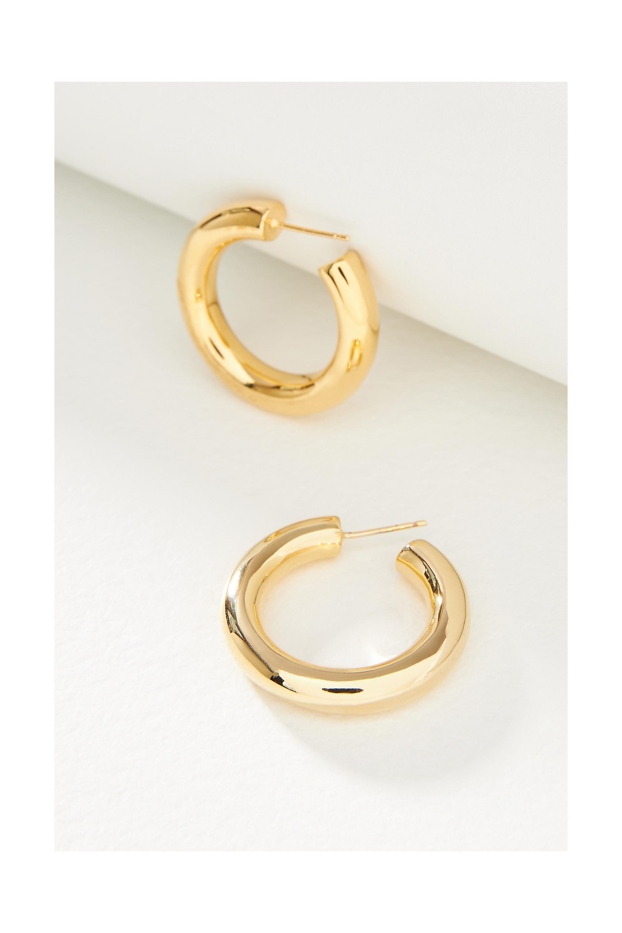 Mini Hoop Earrings, Gold, A501_0070, large image number 1