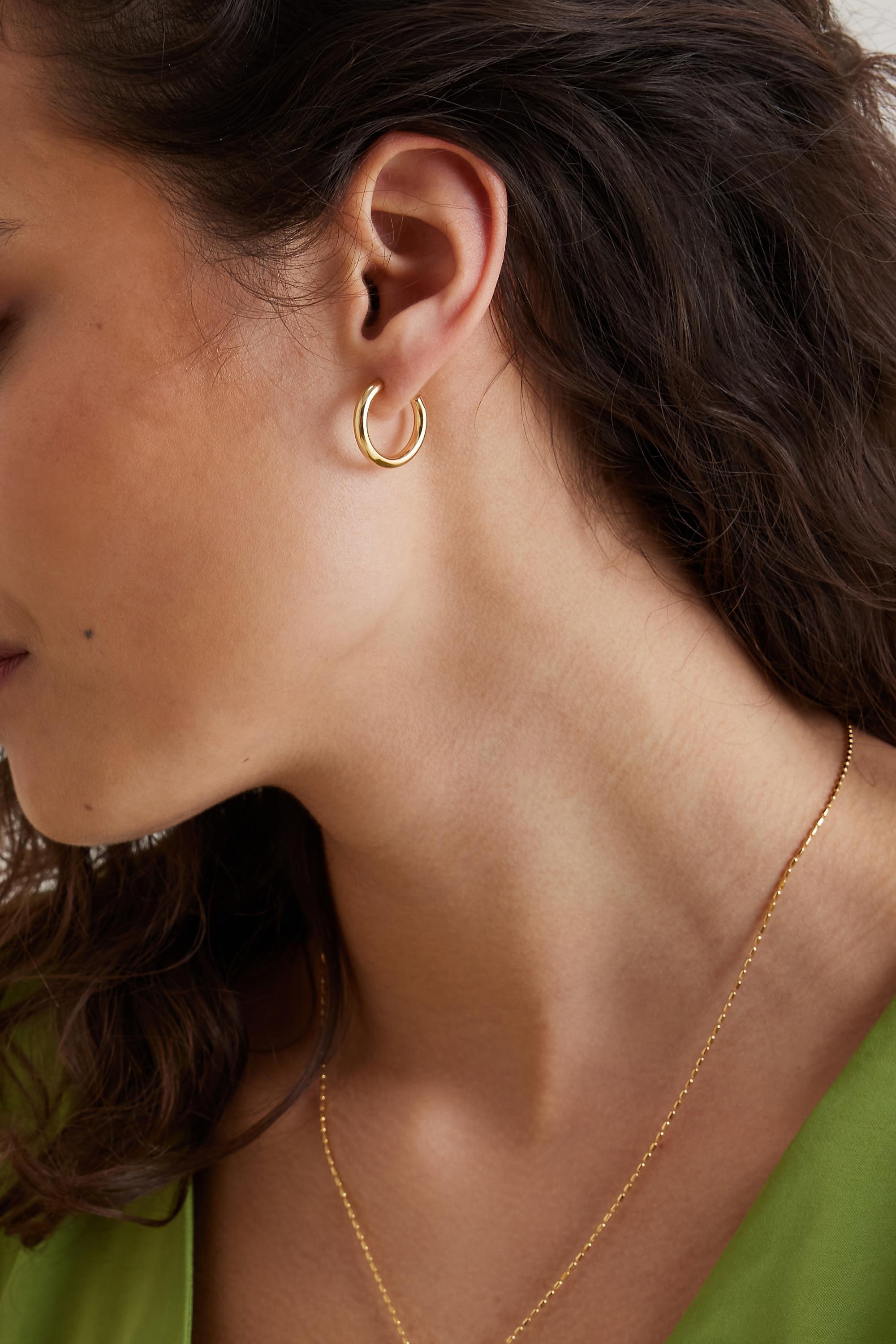 Mini Hoop Earrings, Gold, Gold, large image number 5