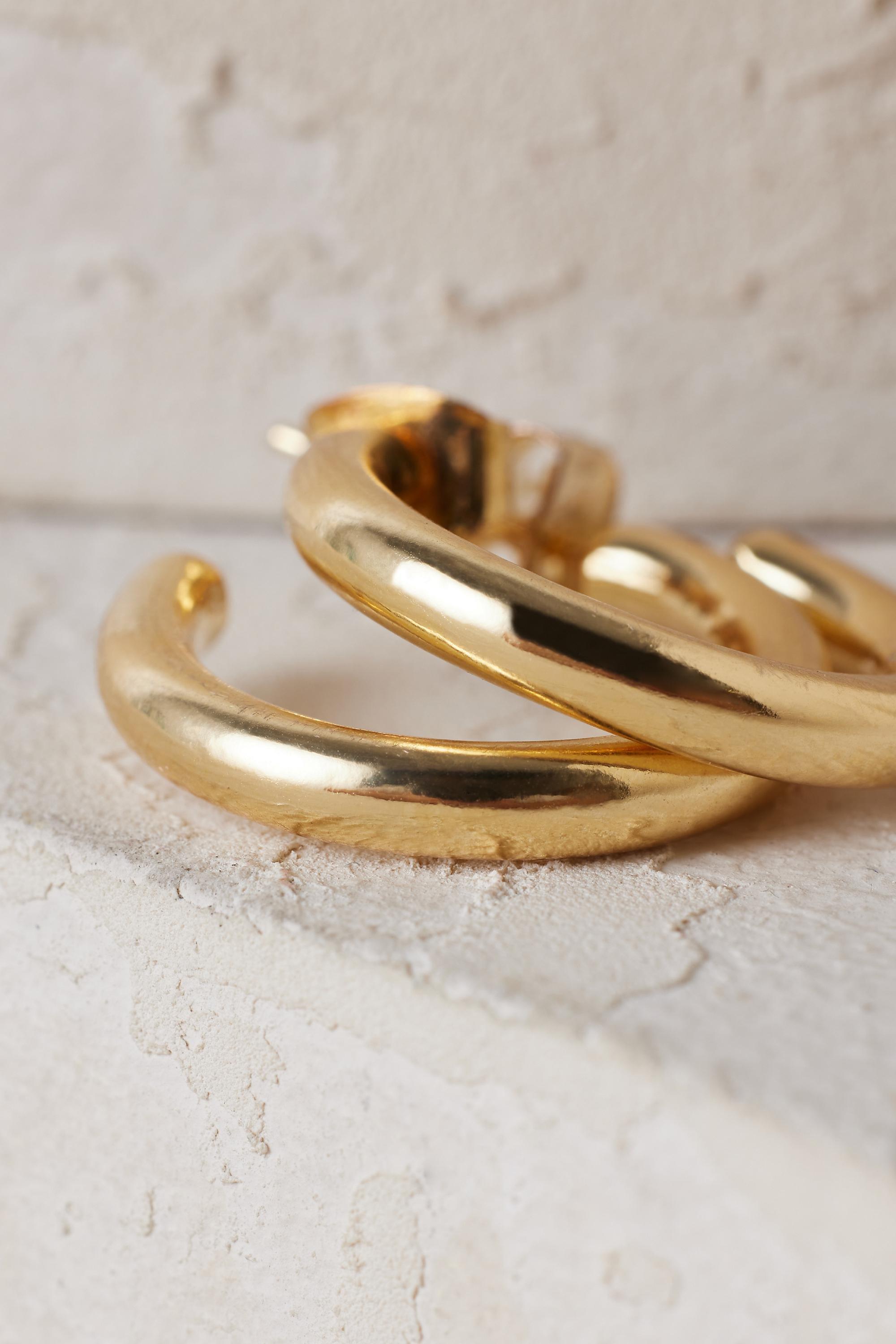 Mini Hoop Earrings, Gold, Gold, large image number 6