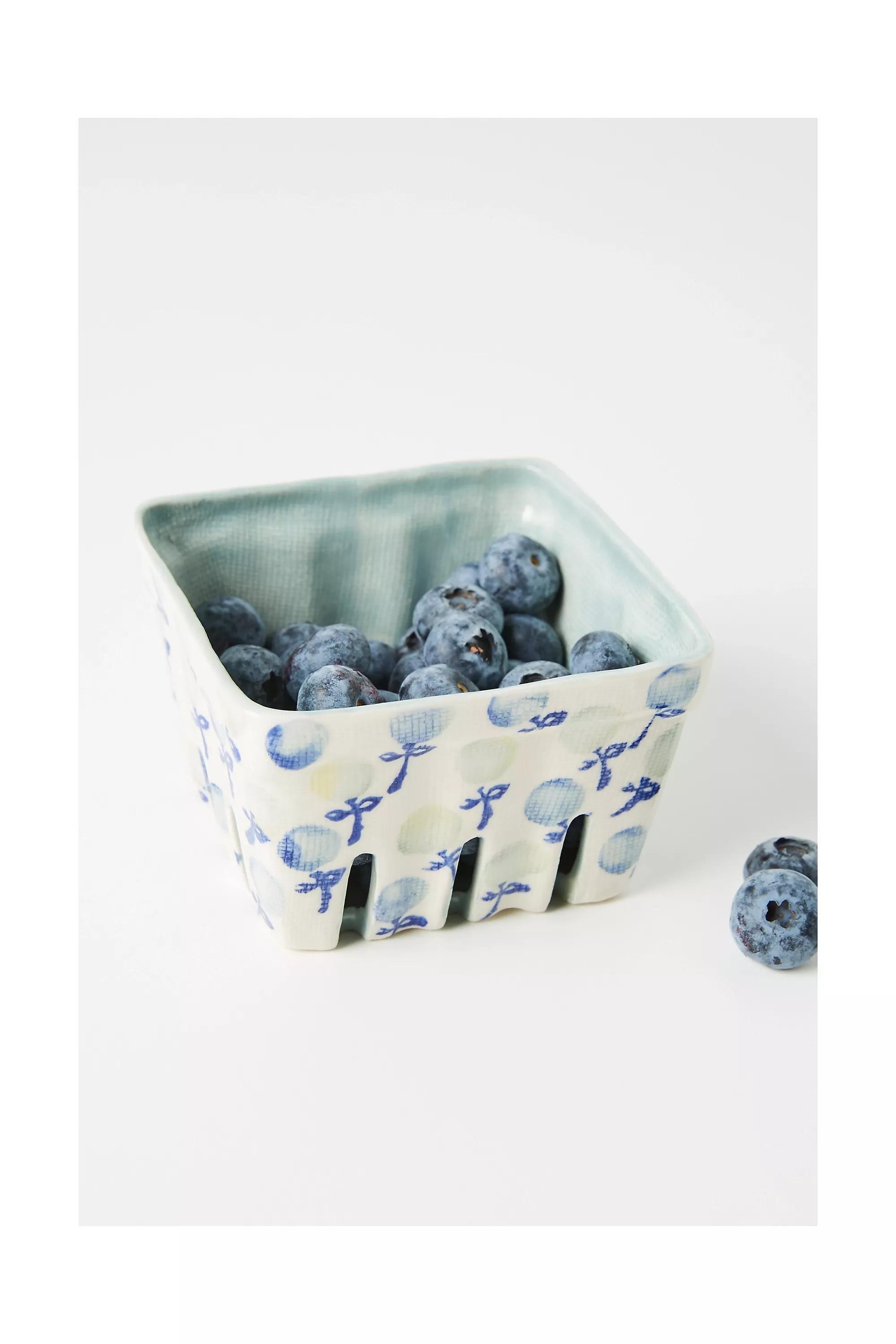 Motif Floral Ceramic Berry Basket, Blue, , large image number 3