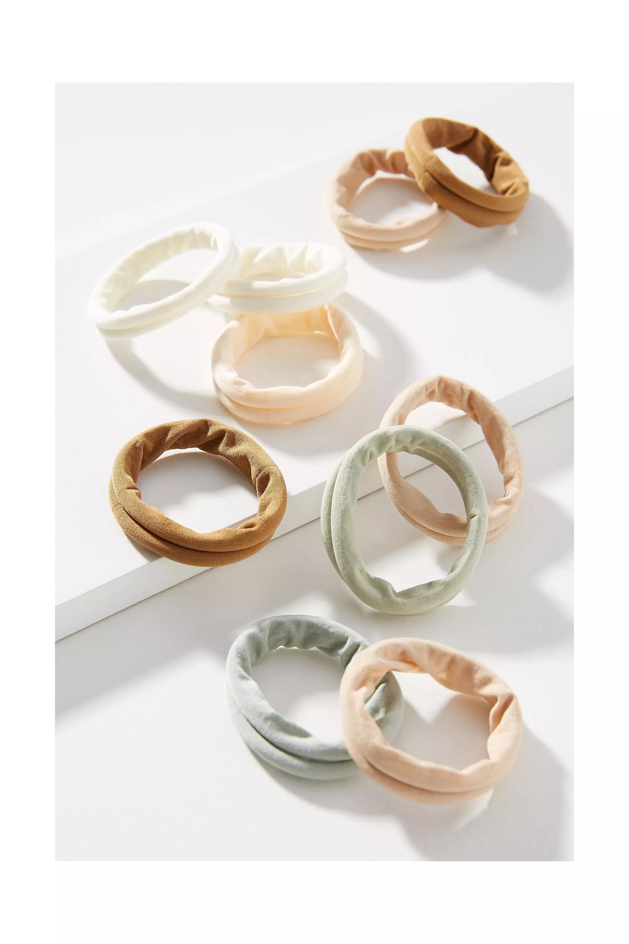 Anthropologie Tonal Hair Ties Set Of 10, Cream, , medium