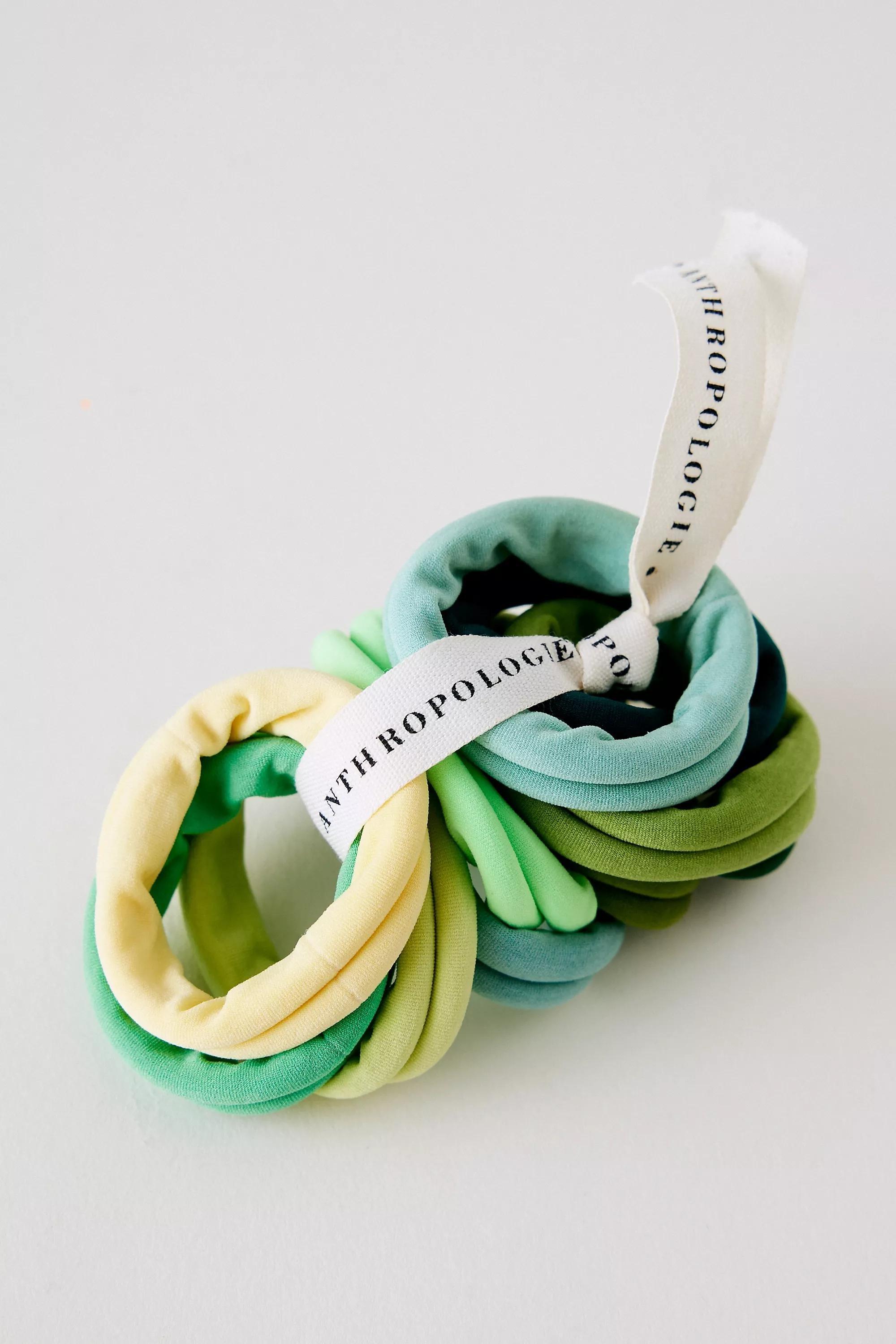 Tonal Hair Ties, Set Of 10, Green, Green, medium