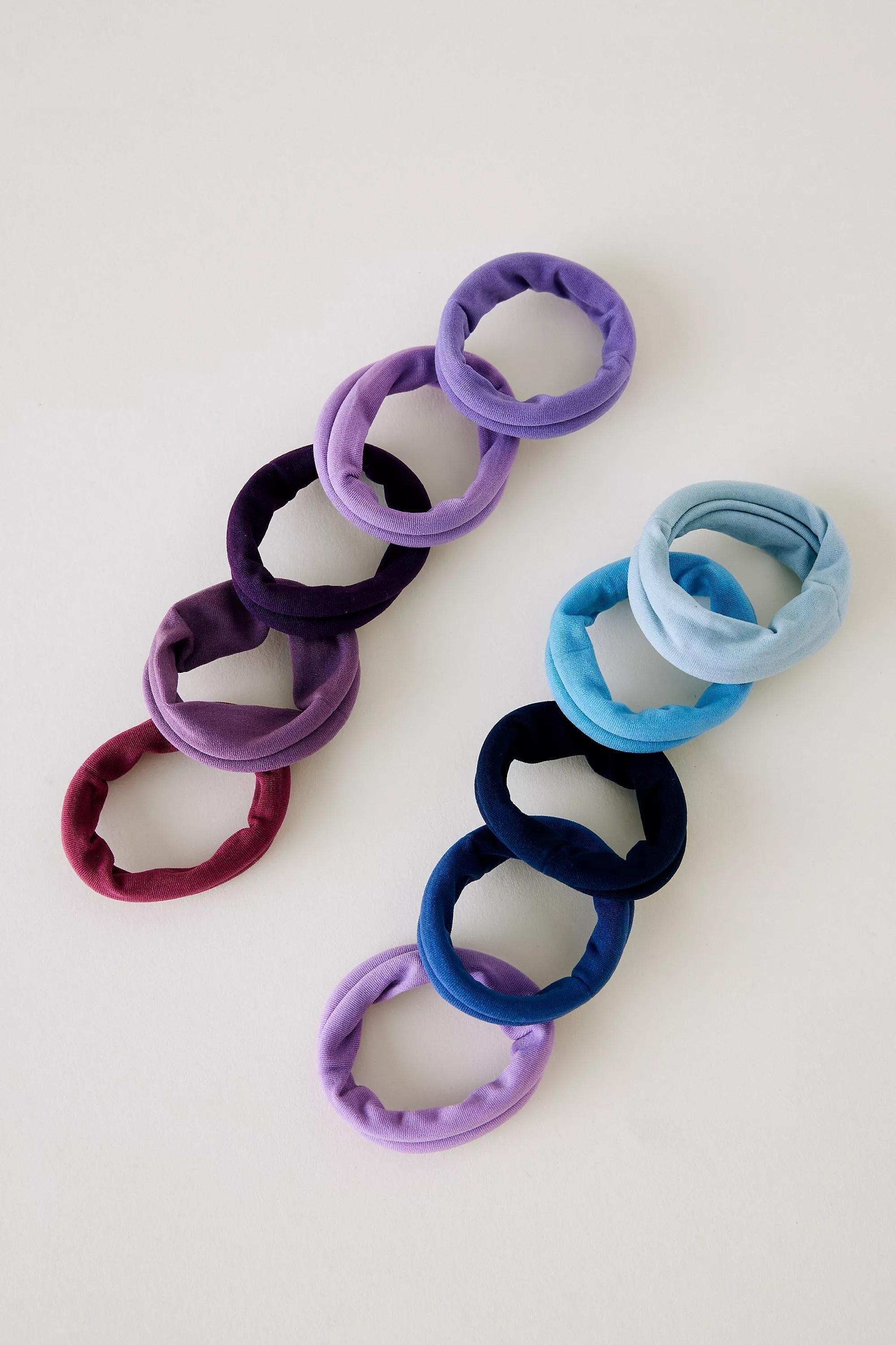 Tonal Hair Ties, Set Of 10, Purple, A501_0050, medium