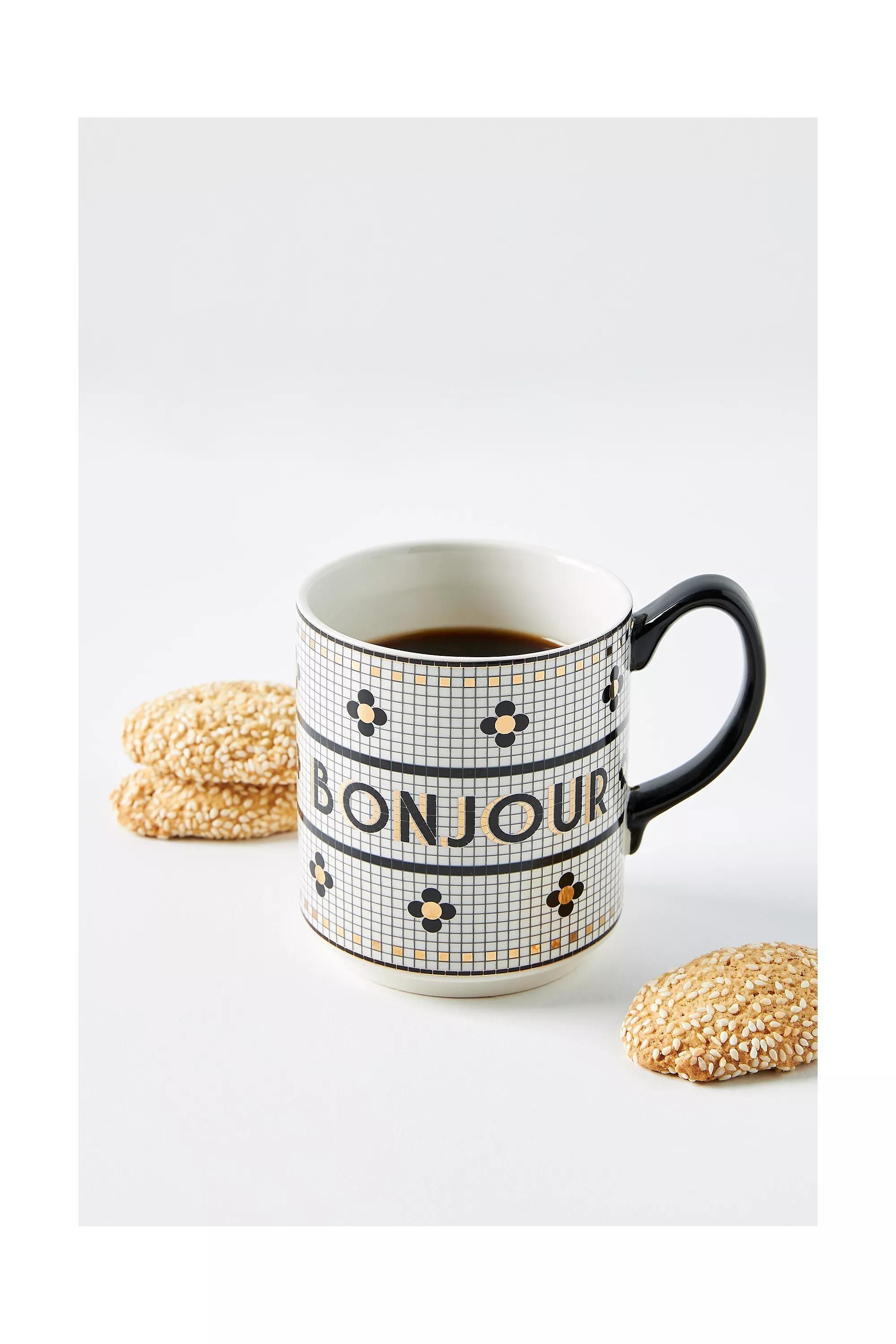 Bistro Tile Bonjour Mug, Multicolour, A501_0018, large image number 0