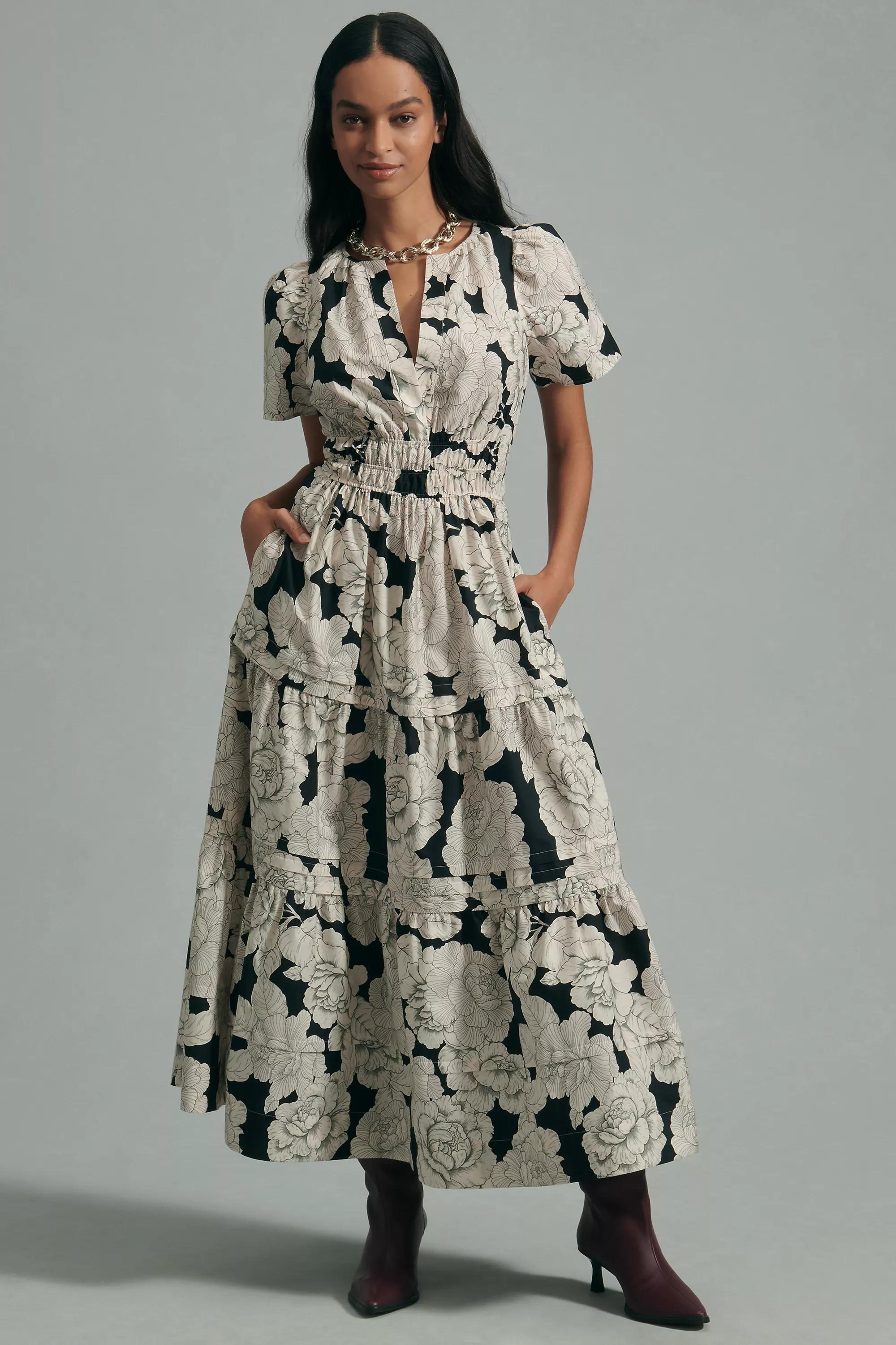 Anthropologie Floral Shirt Dress, Beige, , large image number 0