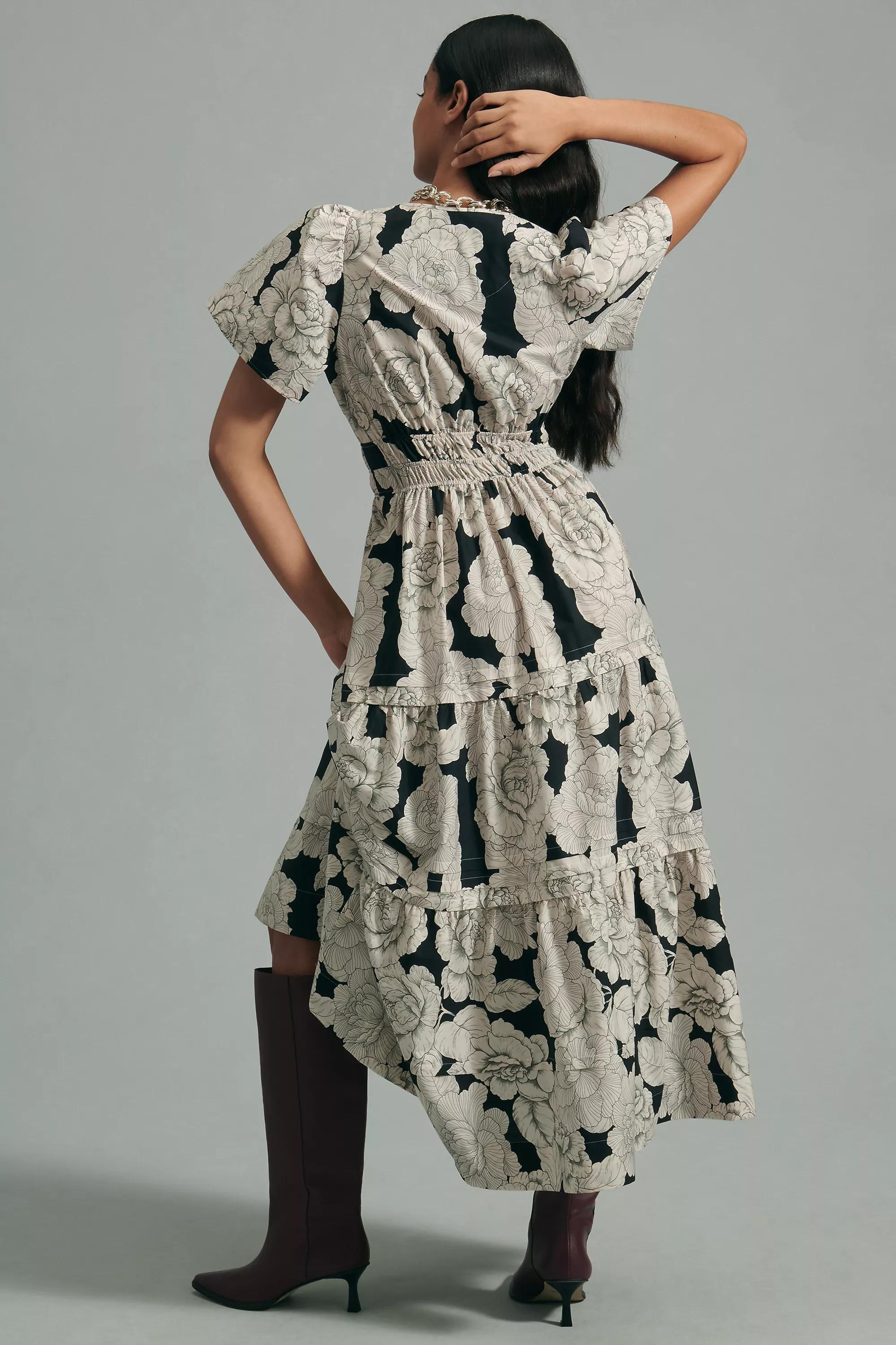 Anthropologie Floral Shirt Dress, Beige, , large image number 1