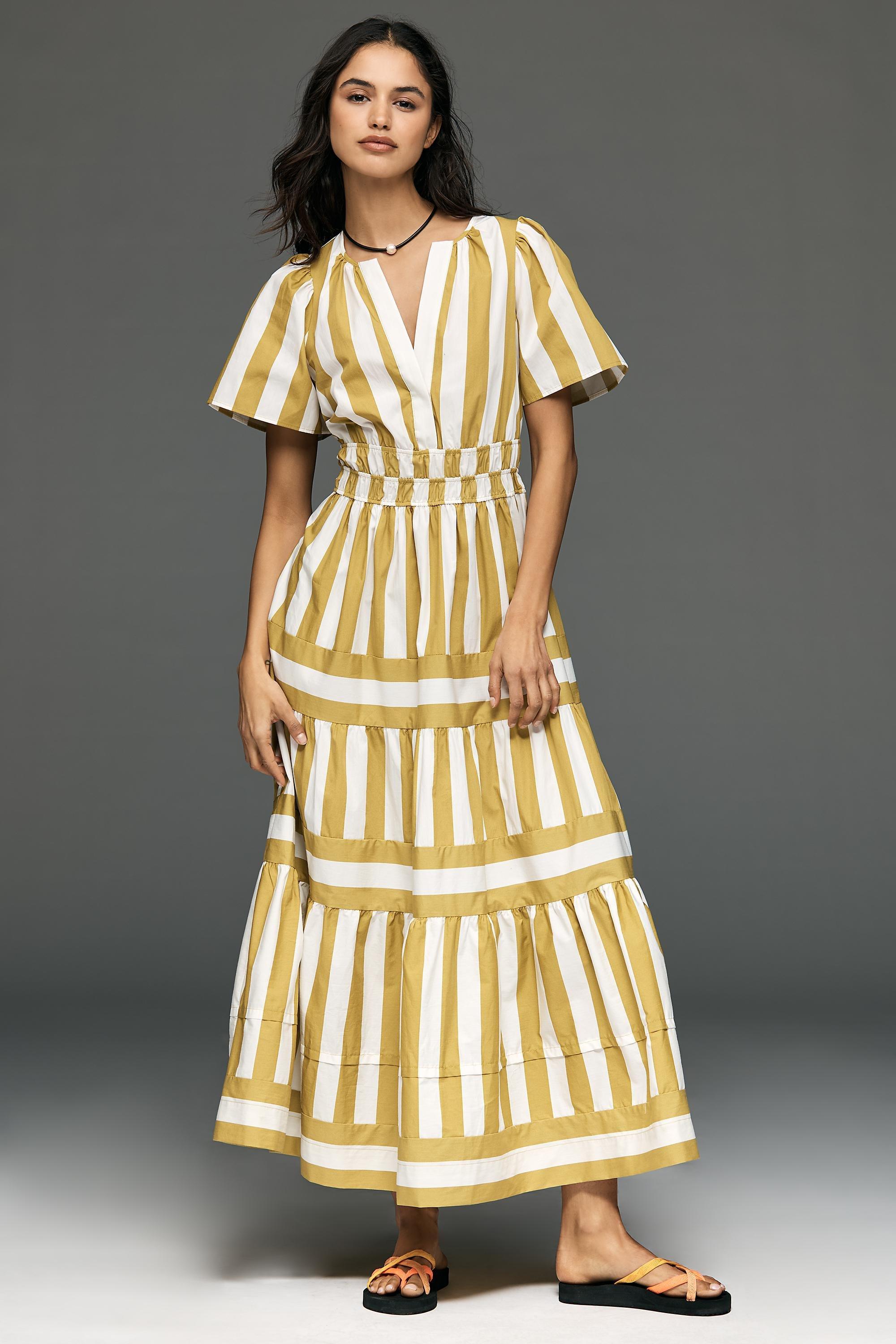Stripe The Somerset Maxi Dress, White, A501_0543, large image number 0