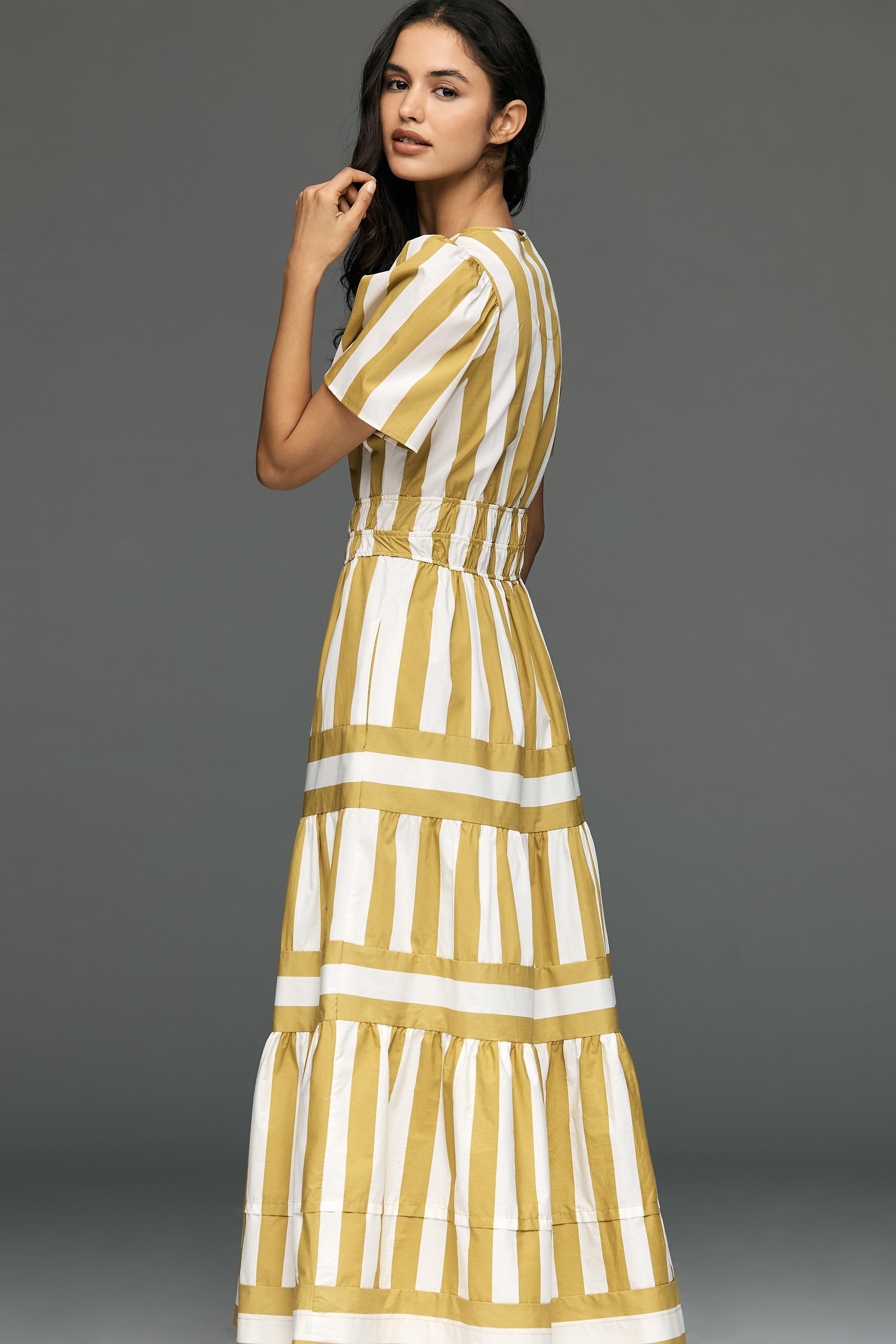 Stripe The Somerset Maxi Dress, White, A501_0543, medium