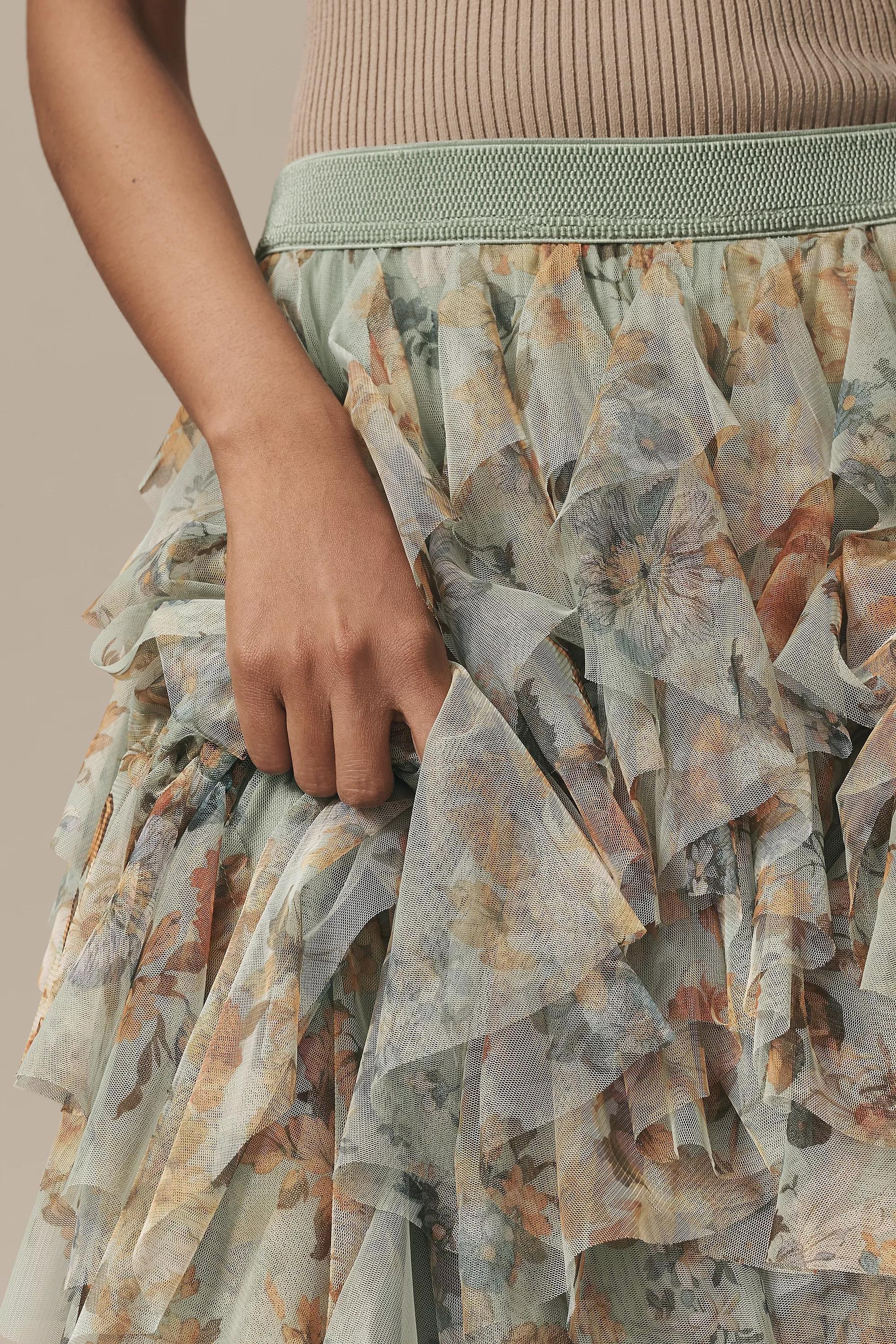 Anthropologie Skirt Frills Ruffle, Grey, , large image number 3