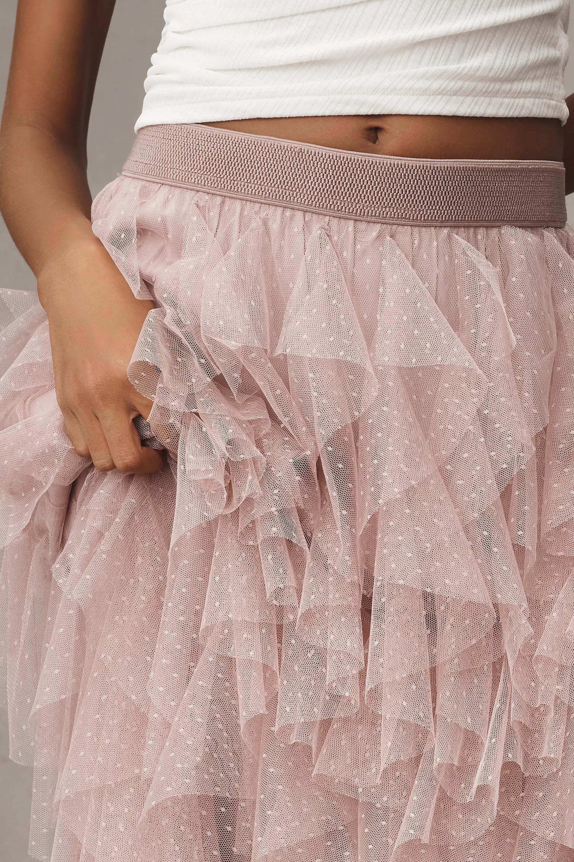 Tesia Midi Skirt With Ruffles In Tulle, Pink, A501_0065, large image number 10