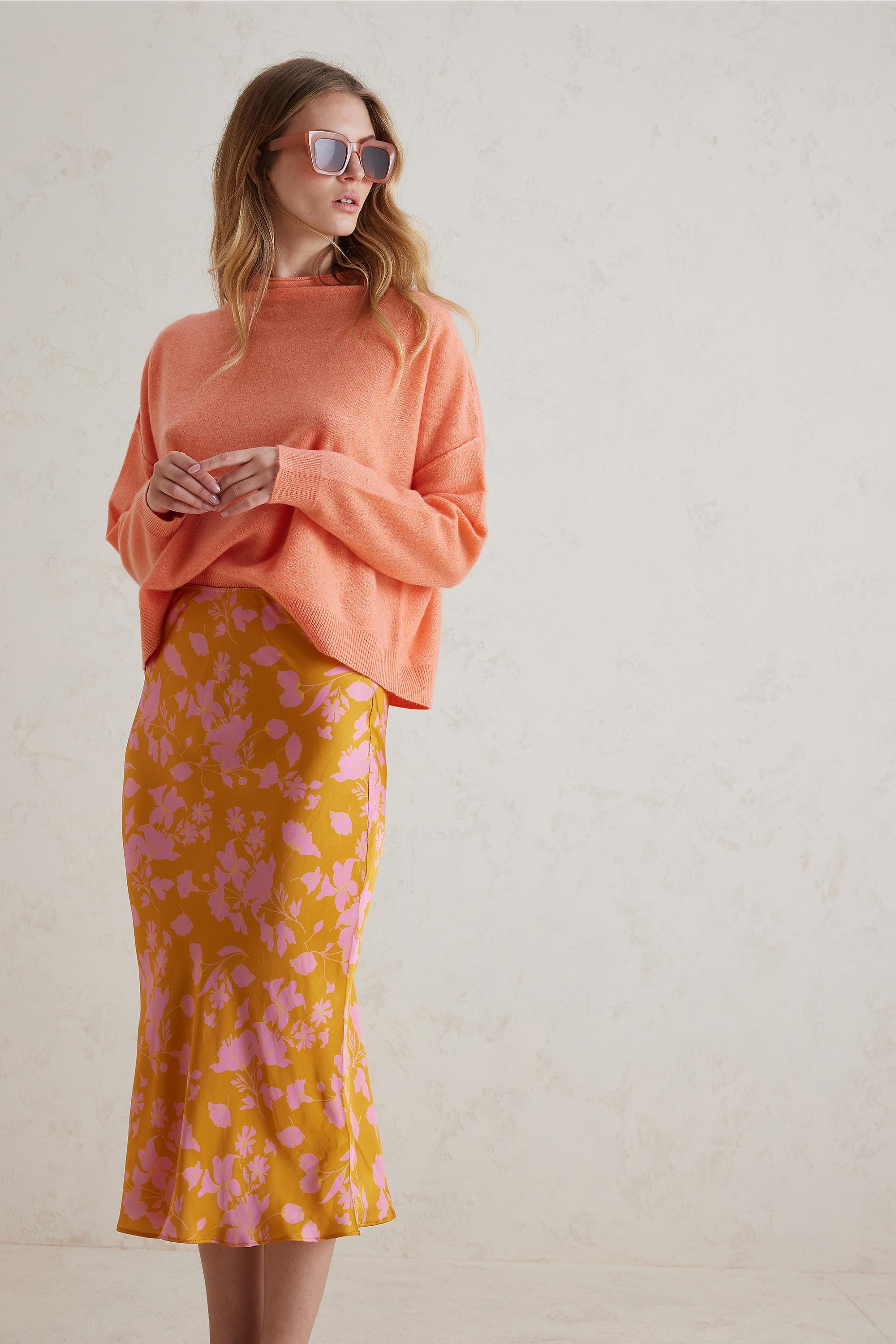 Alani Cashmere Mock Neck Jumper, Peach, , large image number 0