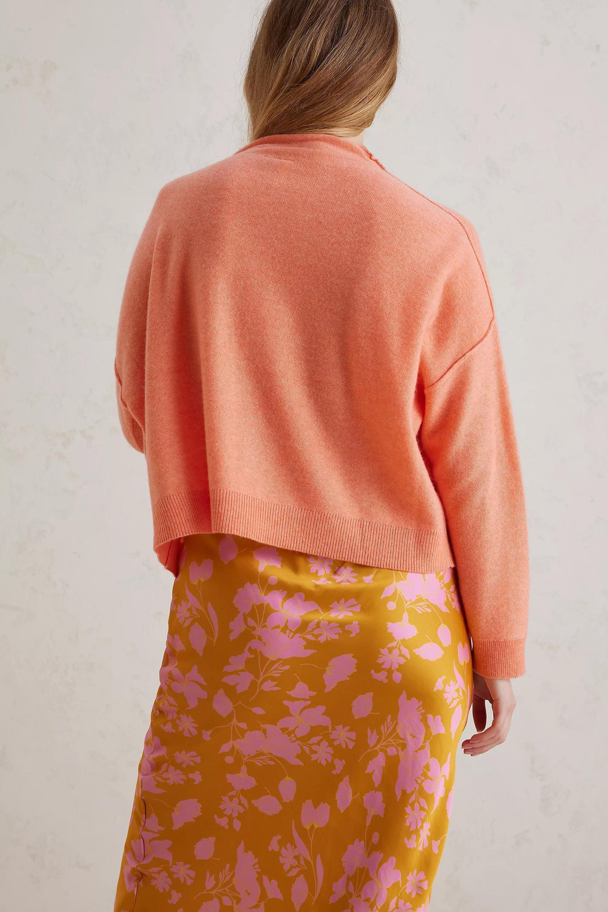 Alani Cashmere Mock Neck Jumper, Peach, A501_0067, large image number 3