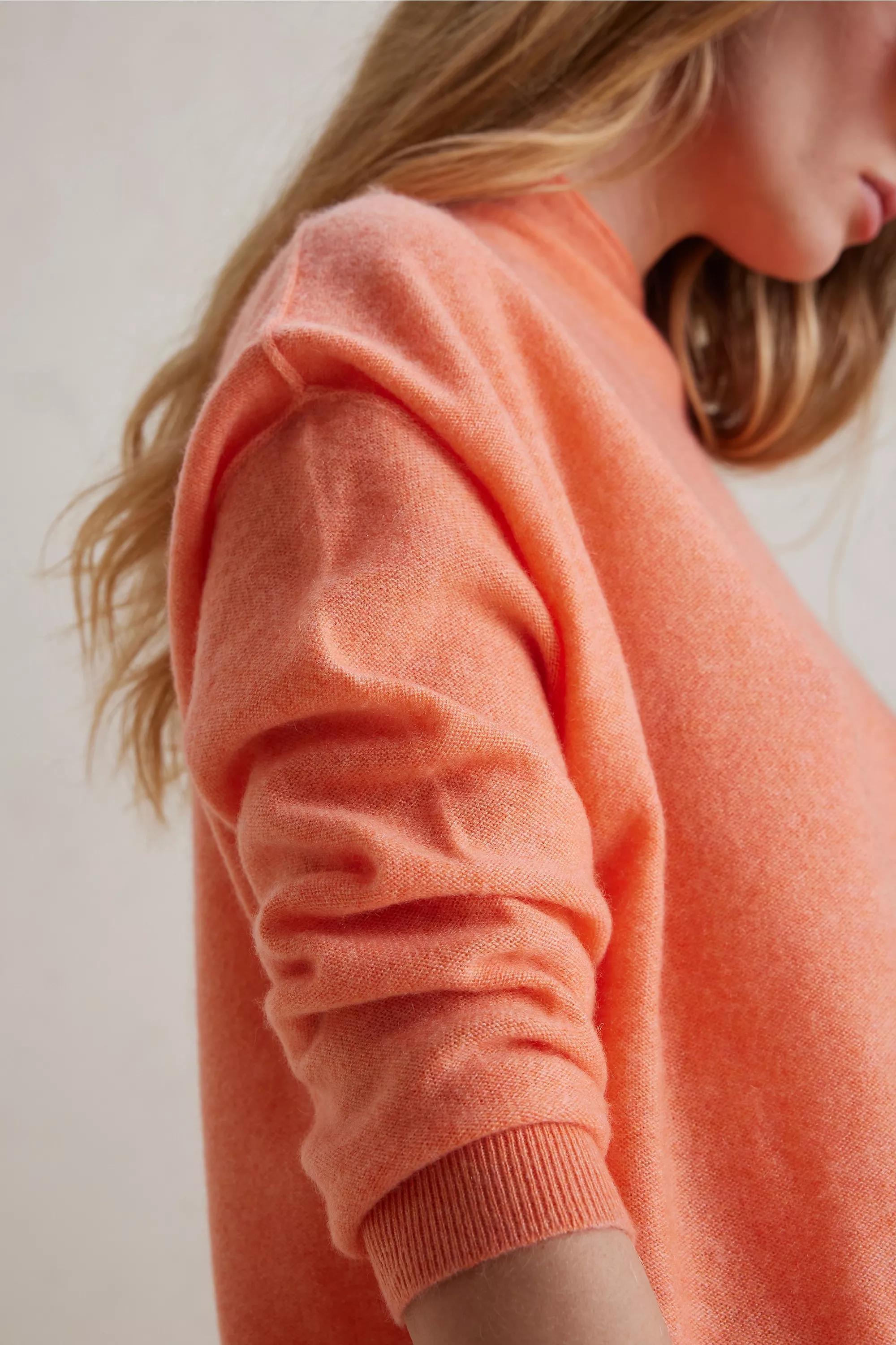 Alani Cashmere Mock Neck Jumper, Peach, A501_0067, large image number 4