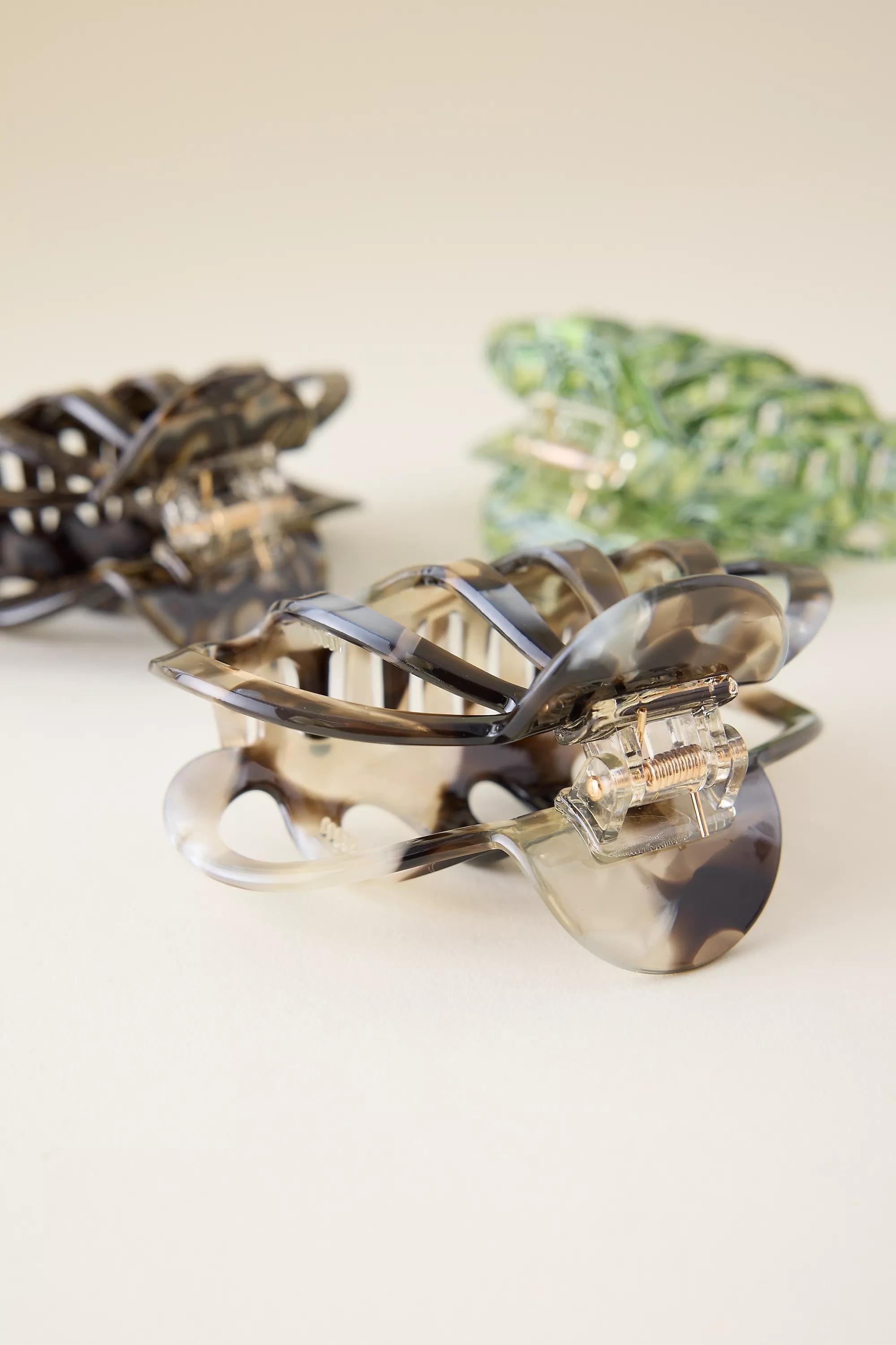 GREEN PATTERN Set of 3 Aimee Claw Hair Clips, A501_0038, large image number 3