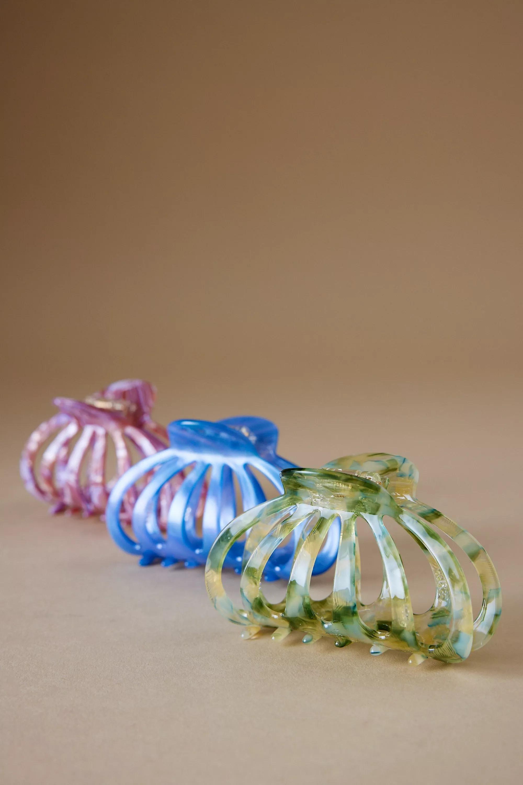 Aimee Claw Hair Clips - Set Of 3, Blue, A501_0040, medium