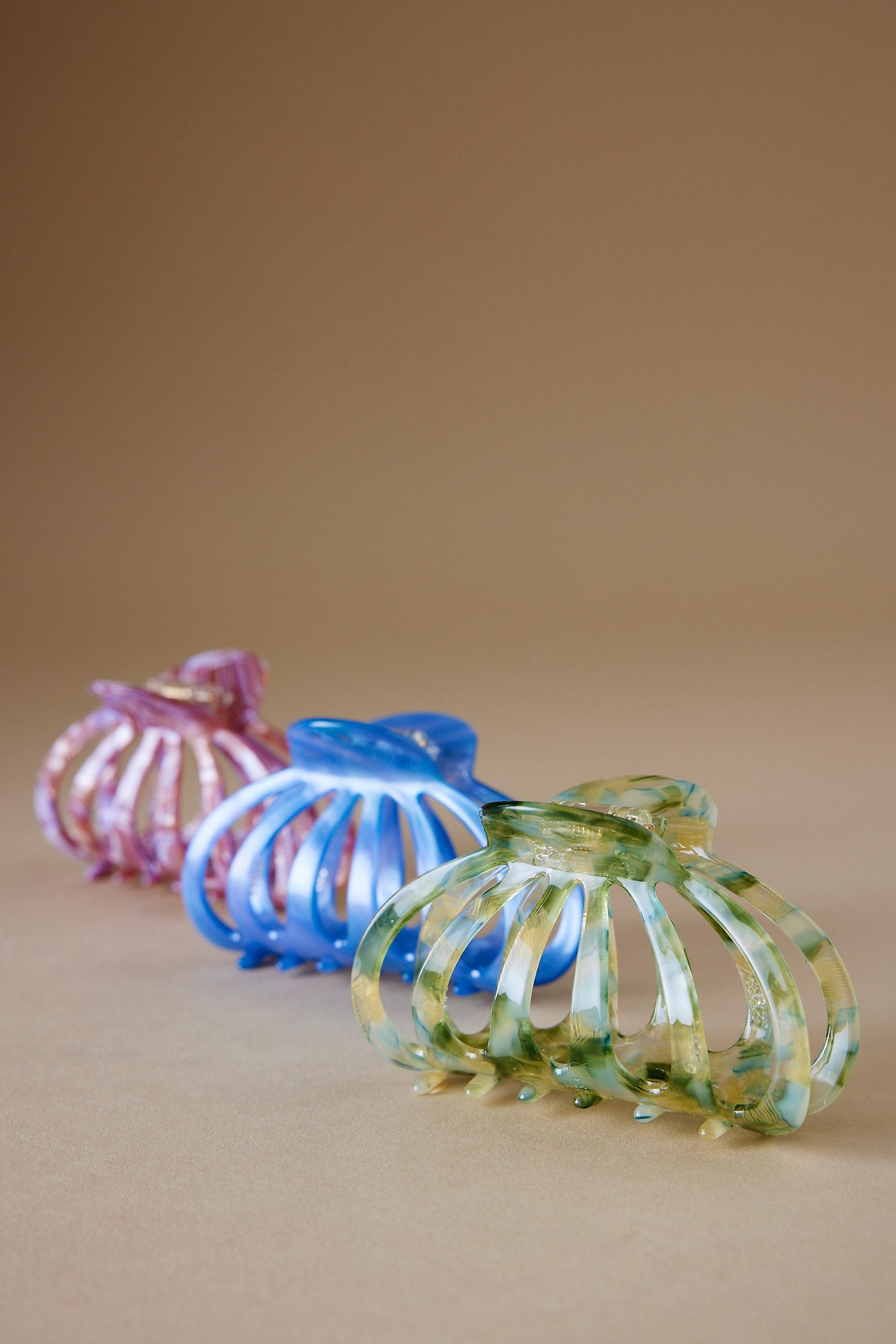 Aimee Claw Hair Clips - Set Of 3, Blue, A501_0040, large image number 3