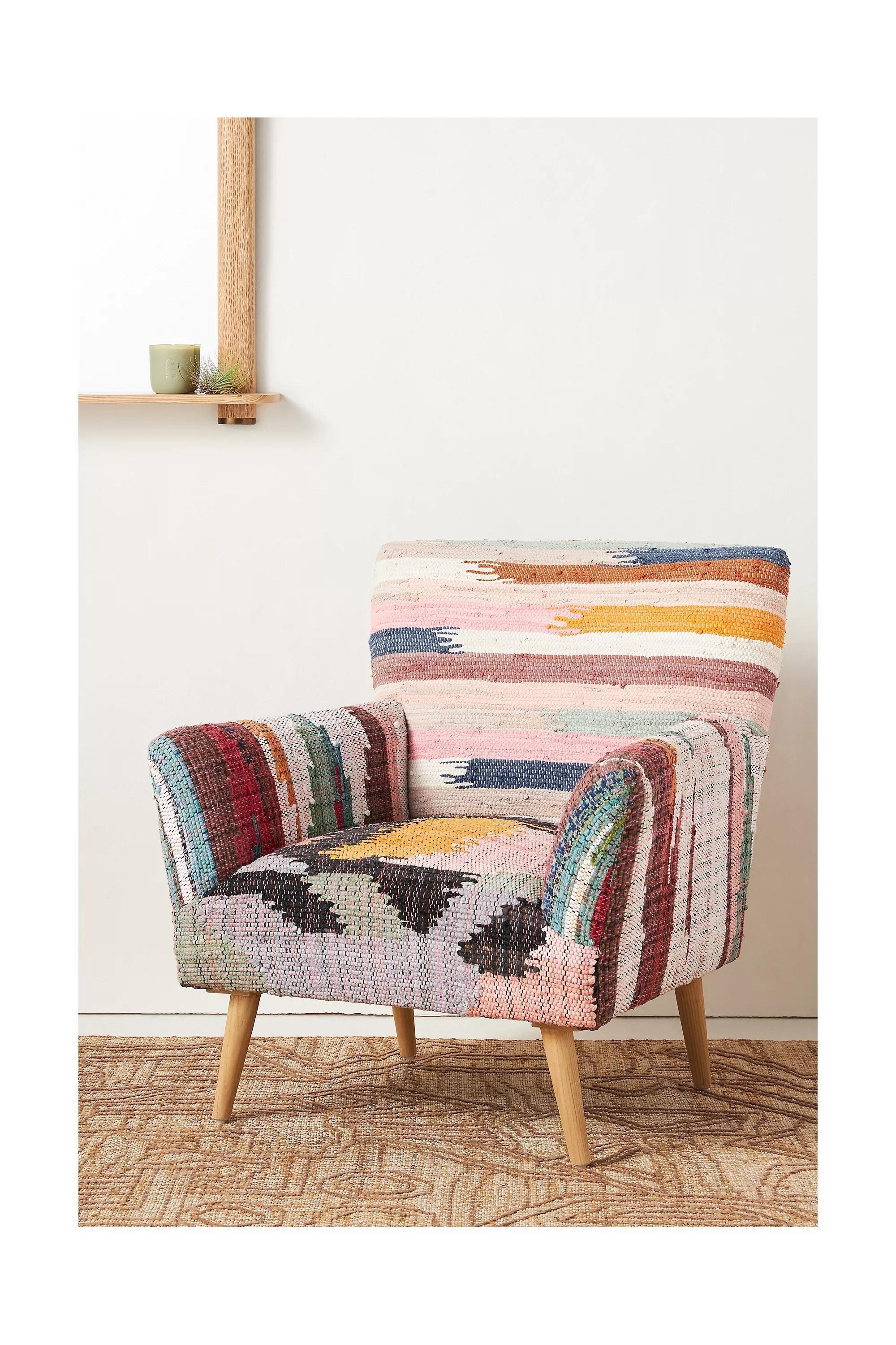 Woven Rag Rug Accent Chair, Marija, A501_0000, medium