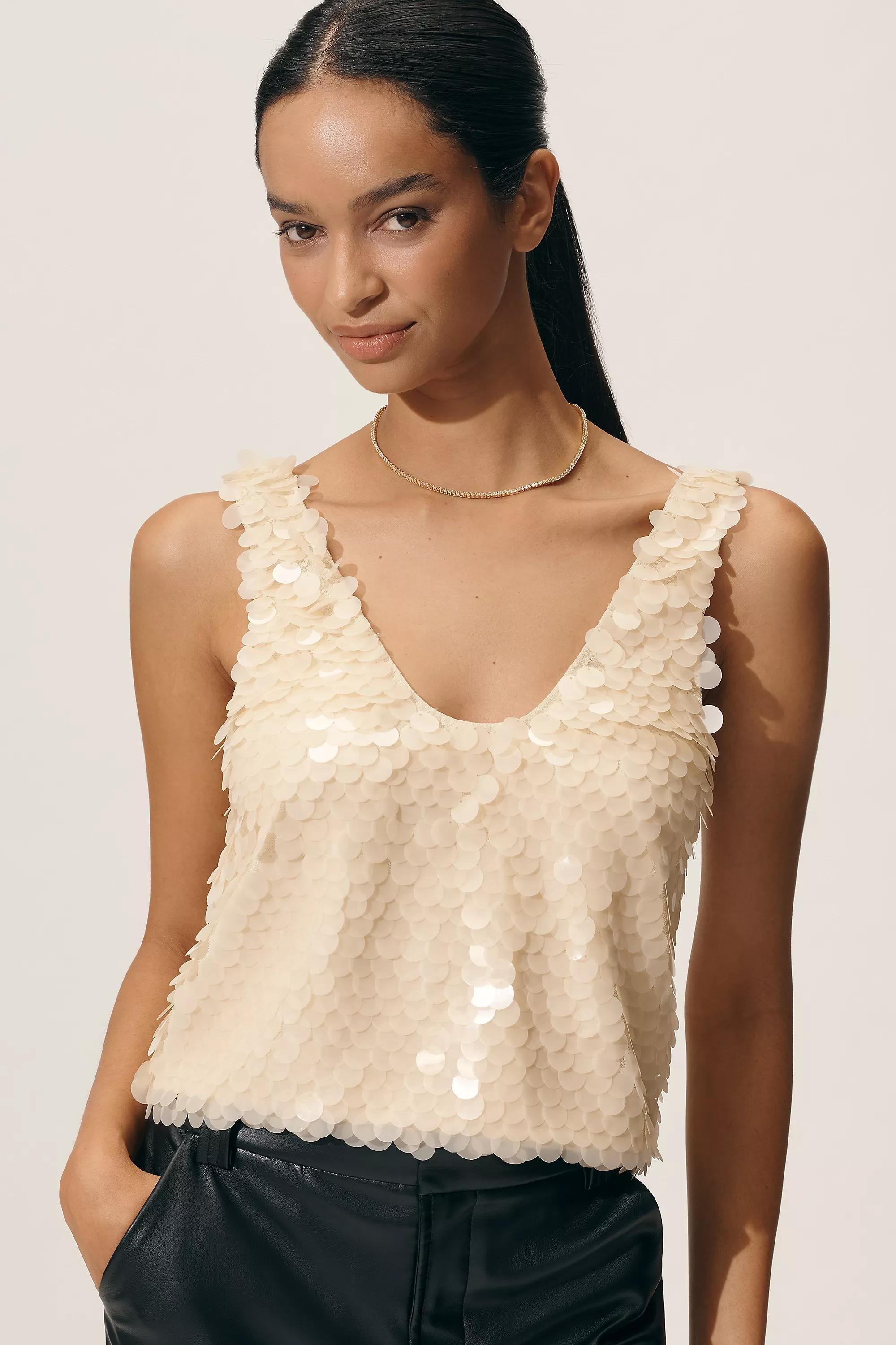 Lyrebird Scoop-Neck Paillette Tank Top, A501_0017, large image number 0