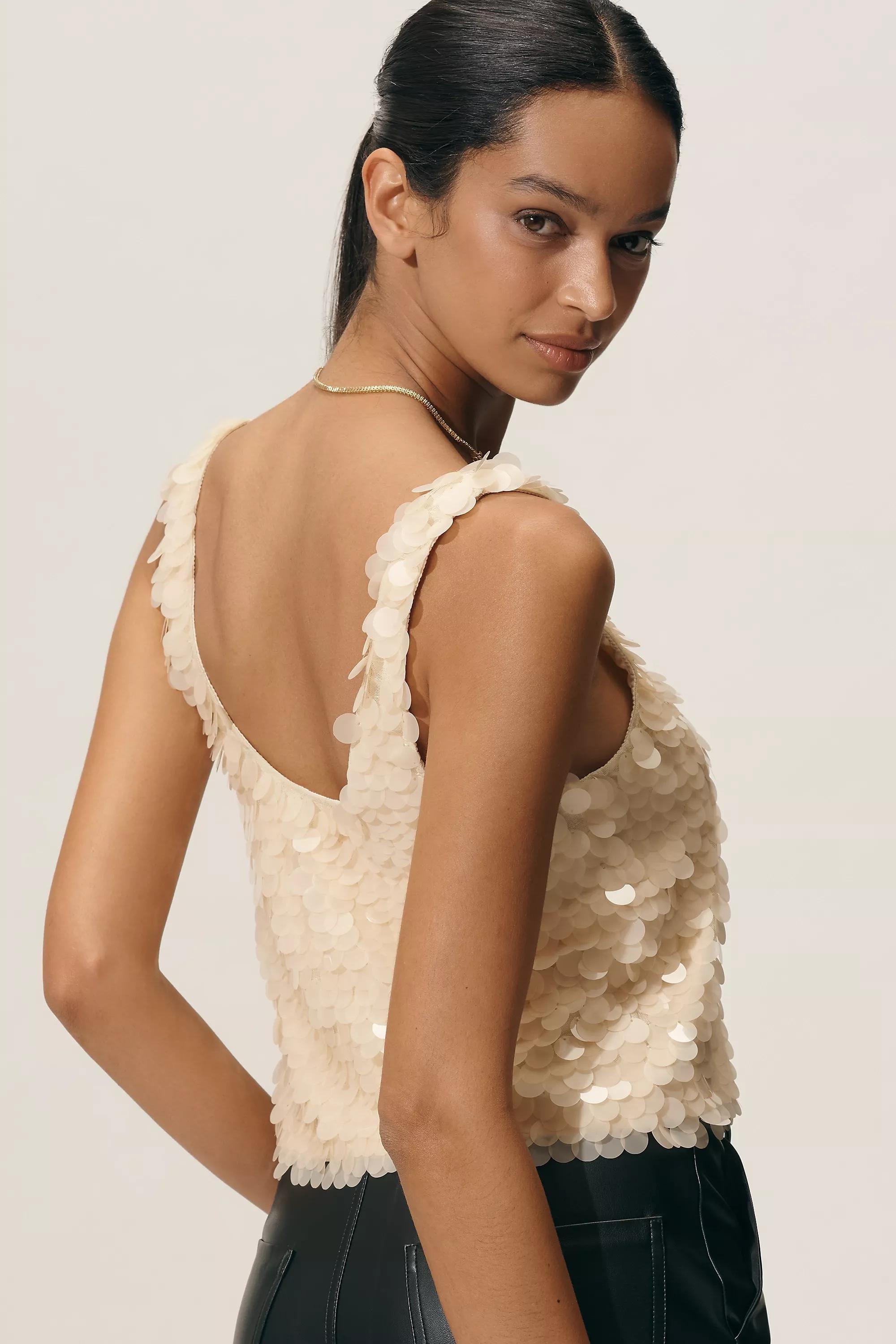 Lyrebird Scoop-Neck Paillette Tank Top, A501_0017, large image number 1