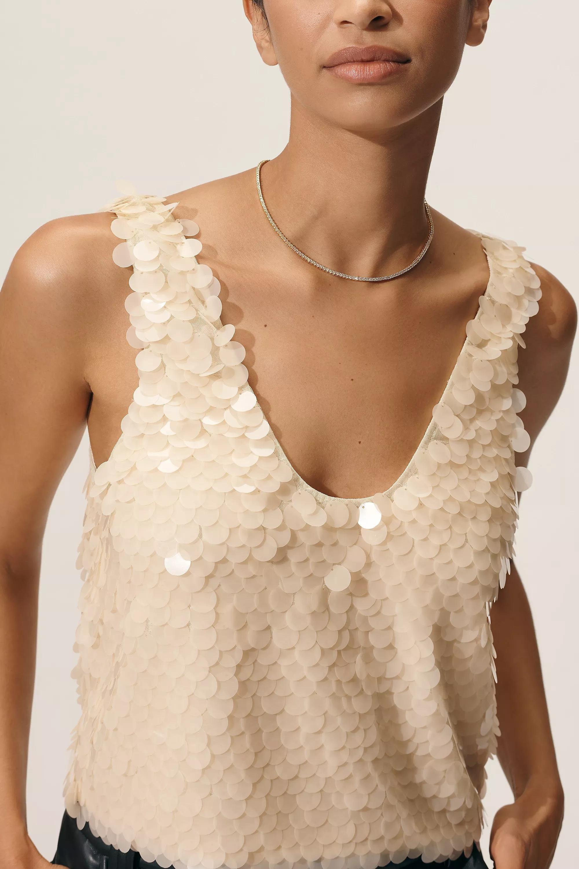 Lyrebird Scoop-Neck Paillette Tank Top, A501_0017, large image number 2