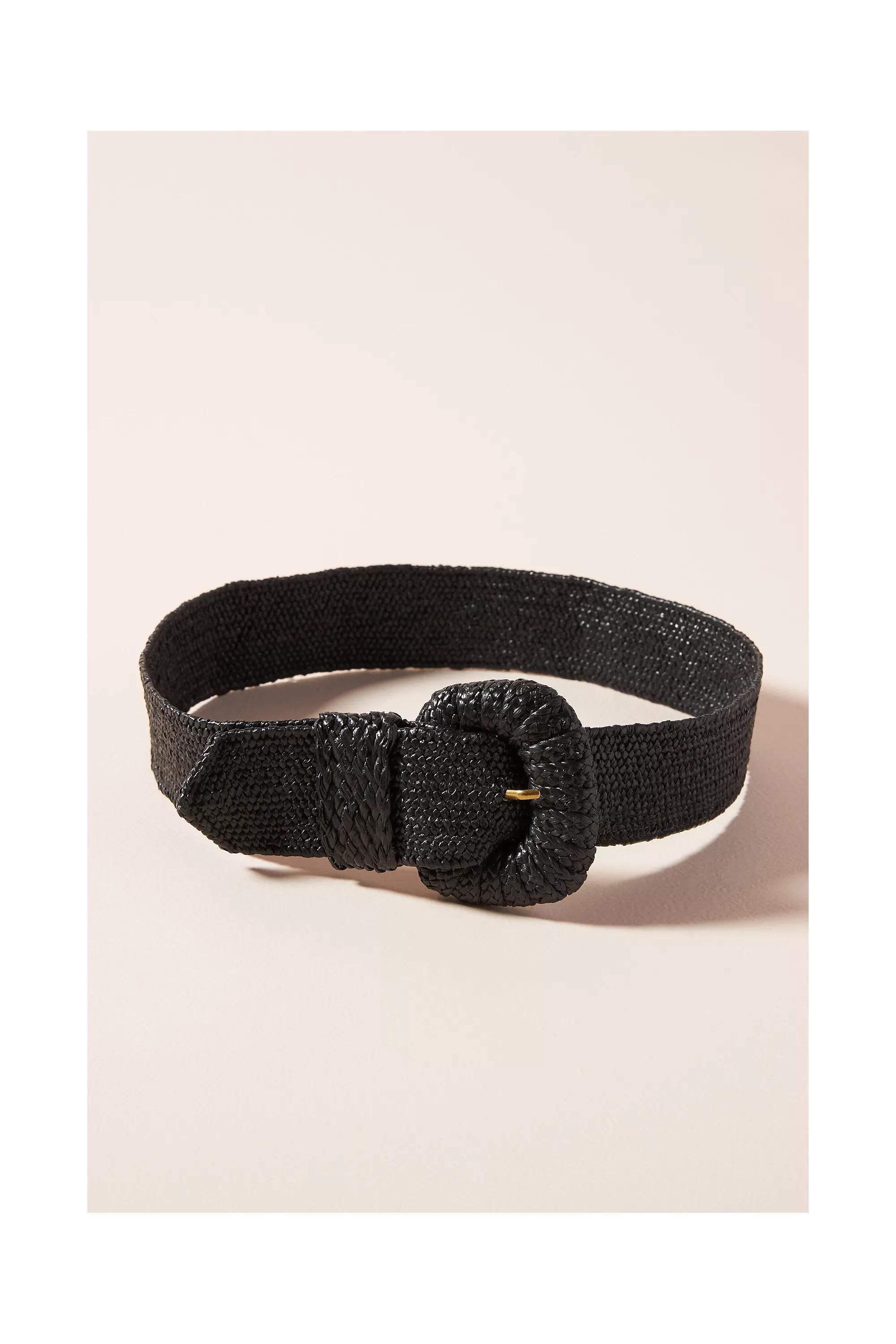 Raffia Stretch Belt, Brown, , large image number 2