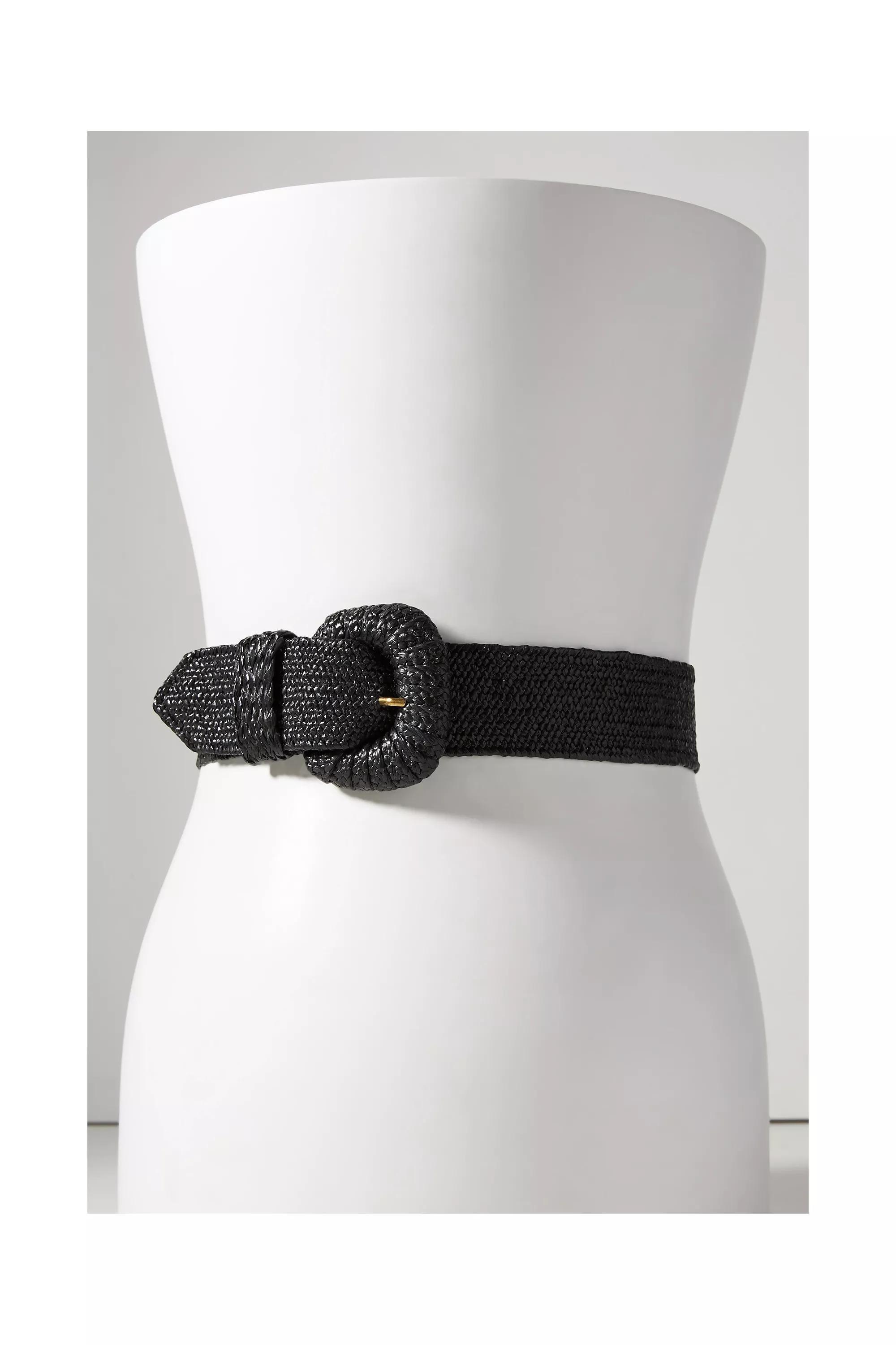 Raffia Stretch Belt, Brown, , large image number 5
