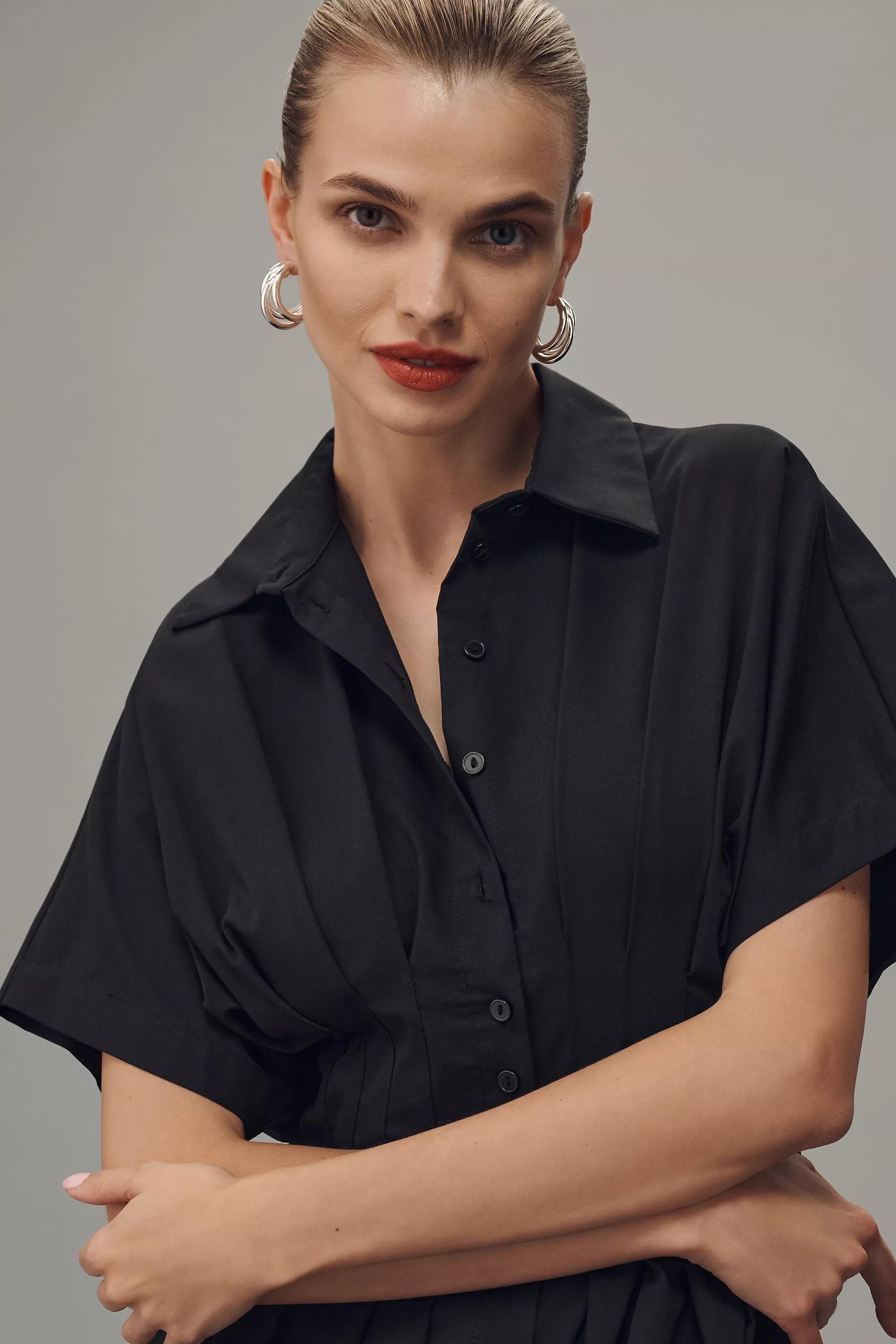 Anthropologie Plain Shirt Dress, Black, , large image number 3