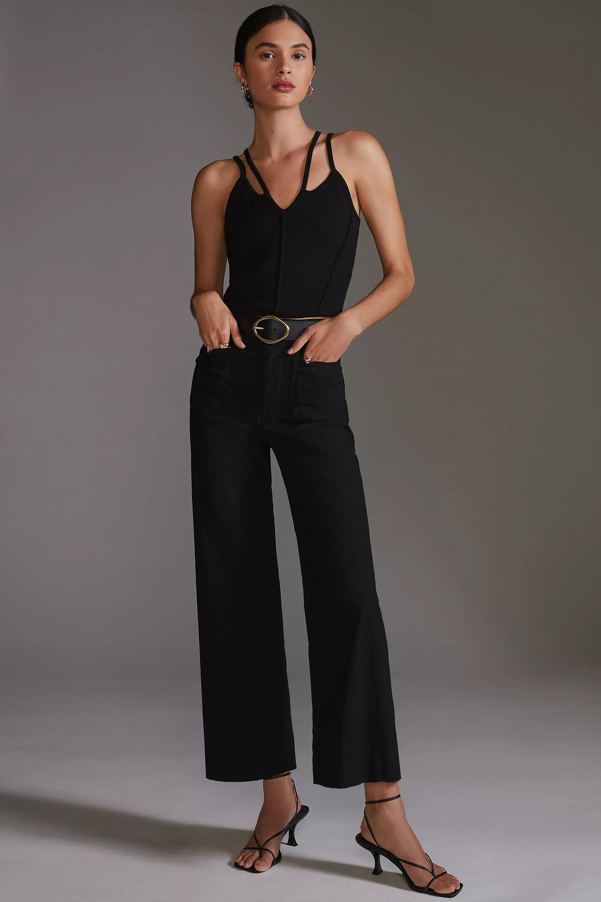 Anthropologie Plain Casual Cropped Trousers, Black, , large image number 5