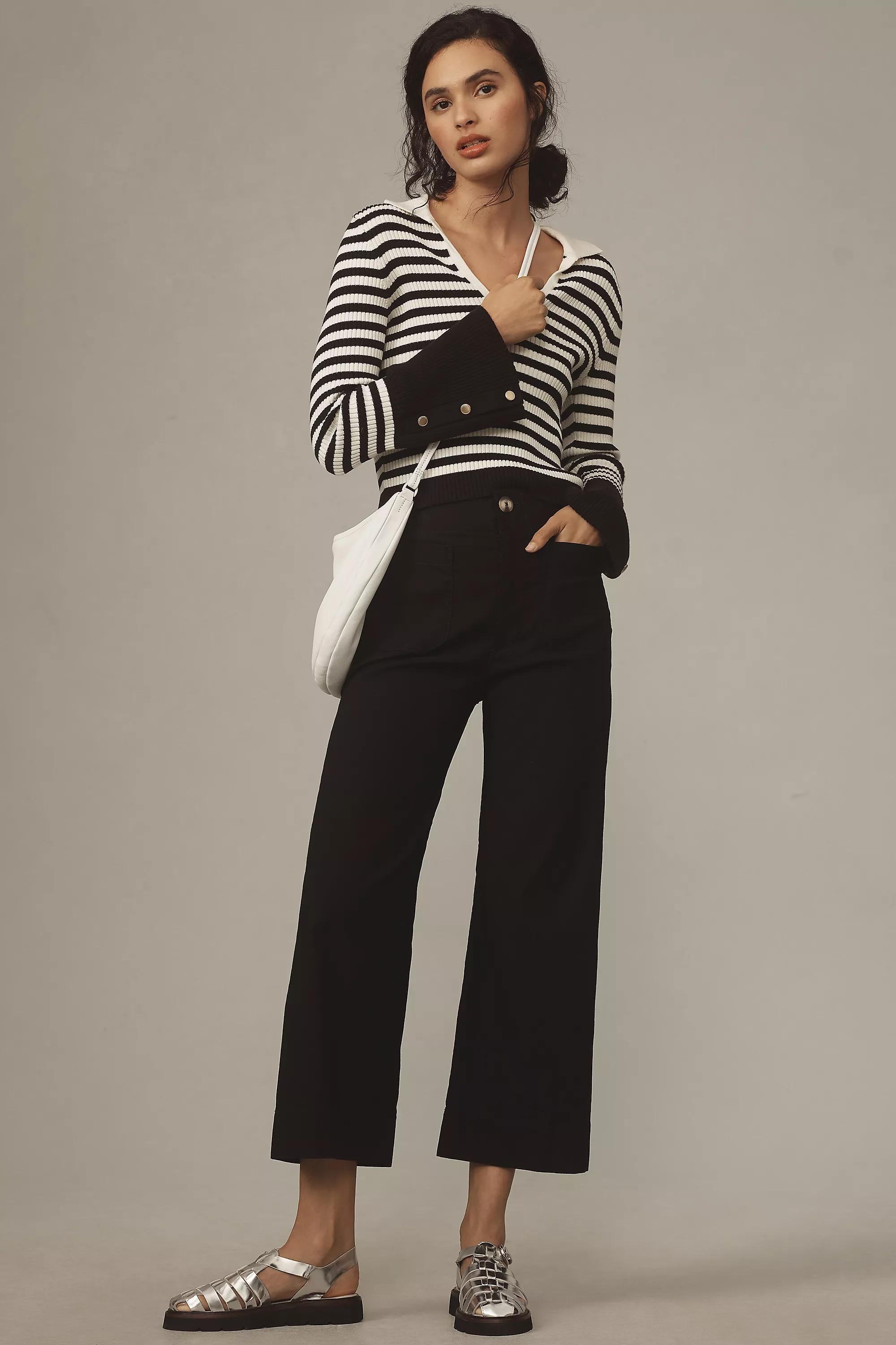Anthropologie Plain Casual Cropped Trousers, Black, , large image number 6