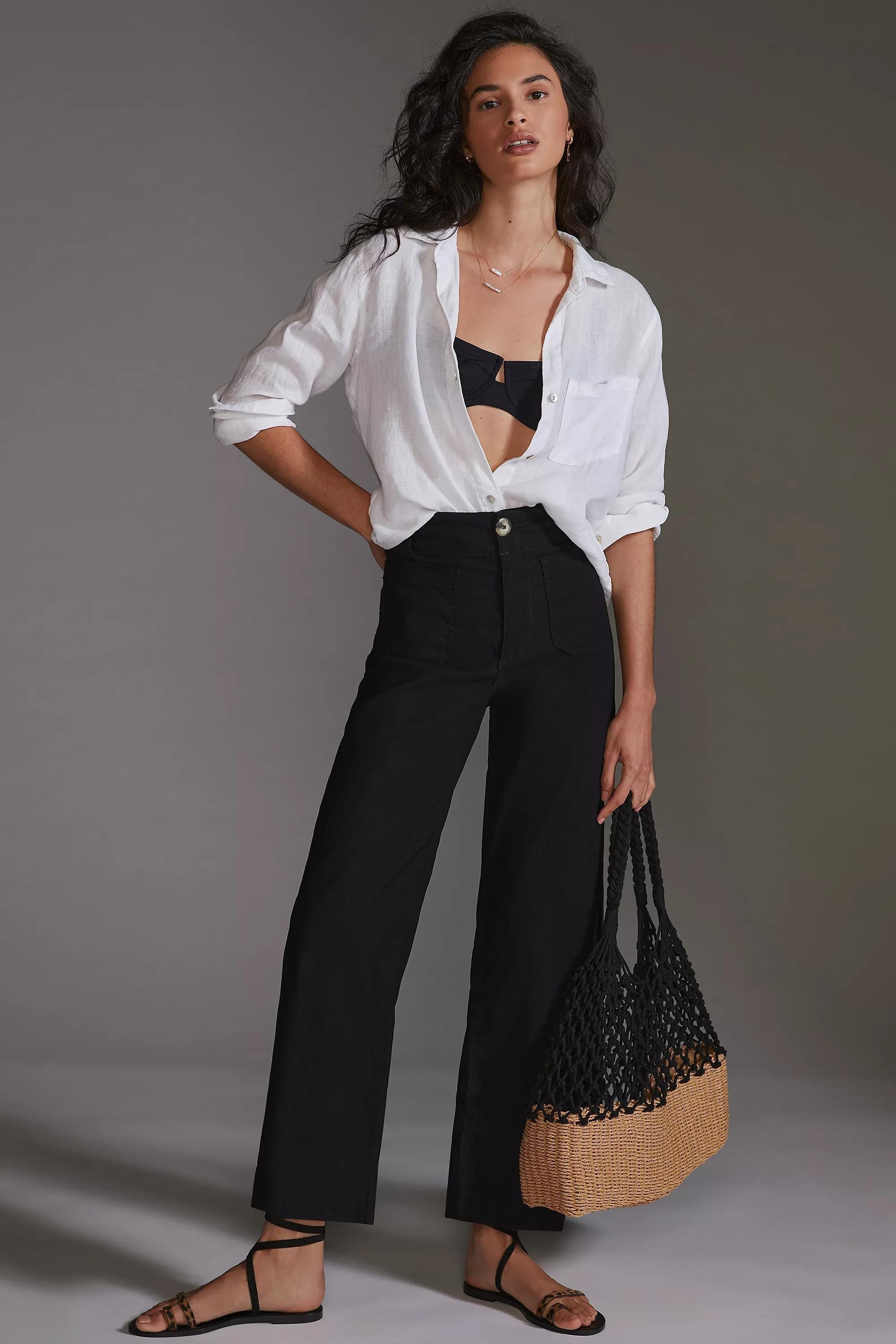 Anthropologie Plain Casual Cropped Trousers, Black, , large image number 7