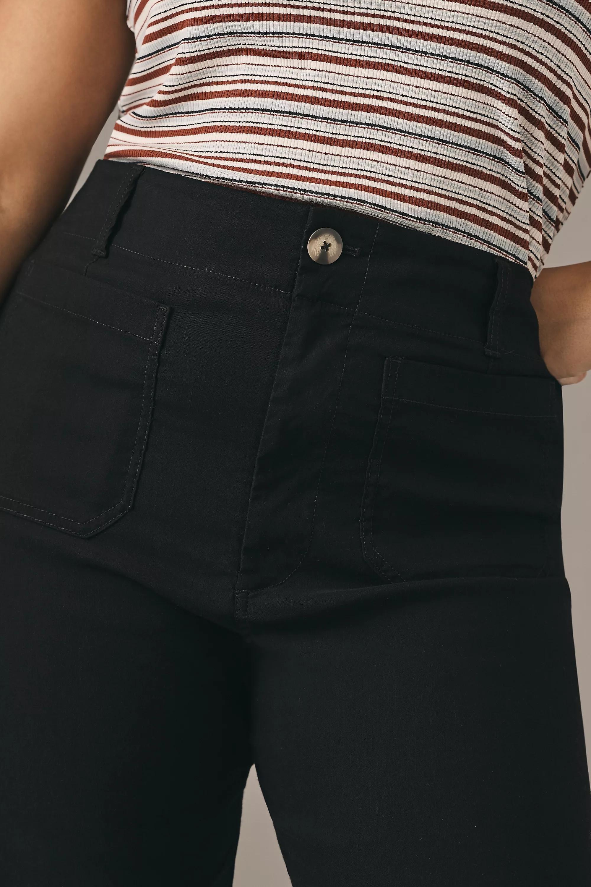 Anthropologie Plain Casual Cropped Trousers, Black, , large image number 8