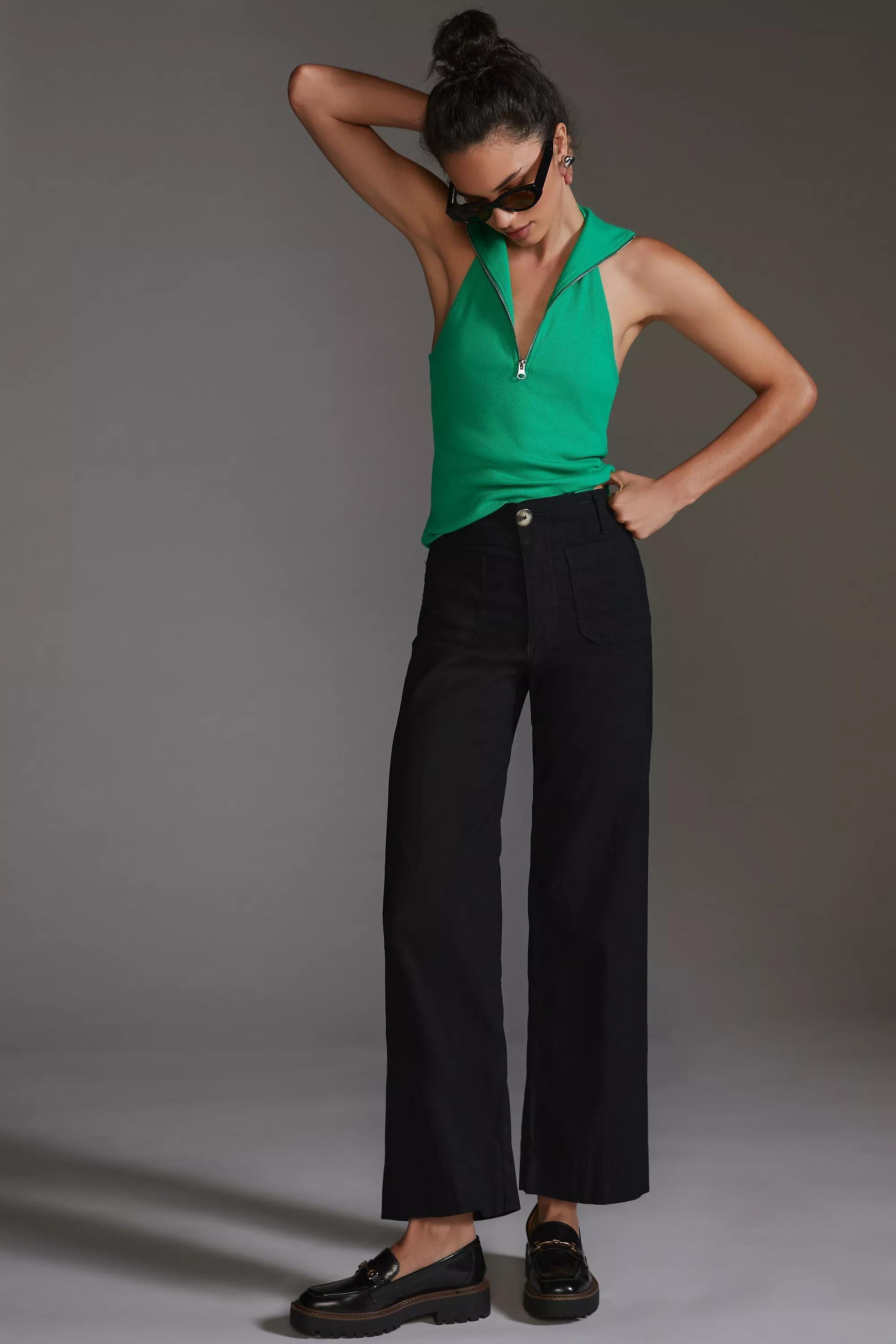 Anthropologie Plain Casual Cropped Trousers, Black, , large image number 9