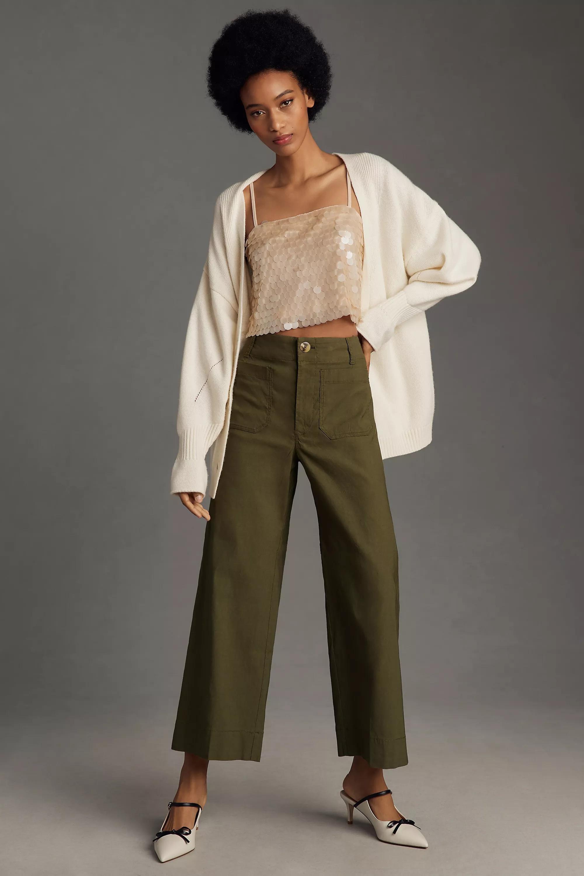 Anthropologie Plain Casual Trousers, Green, , large image number 0