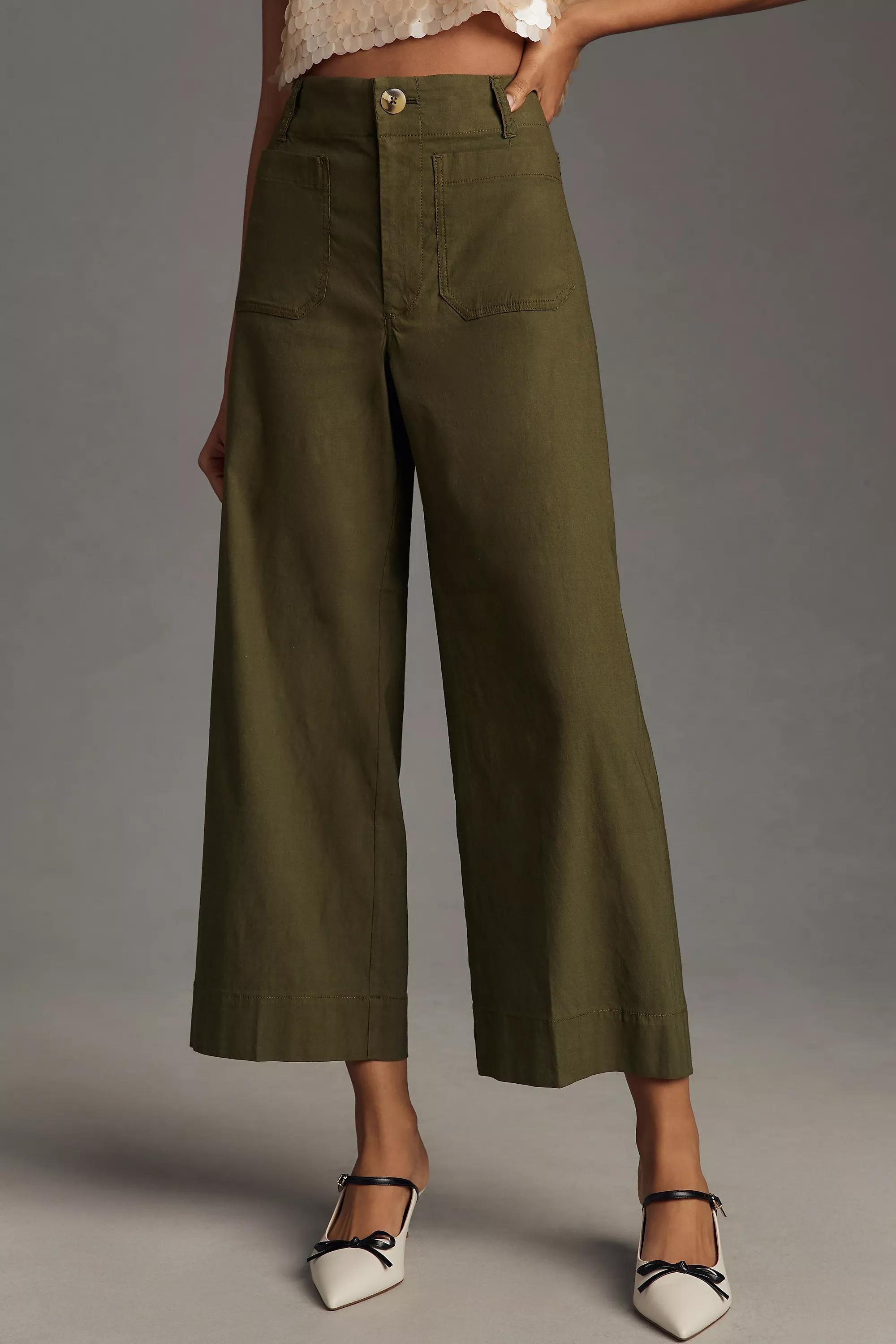 Anthropologie Plain Casual Trousers, Green, , large image number 1