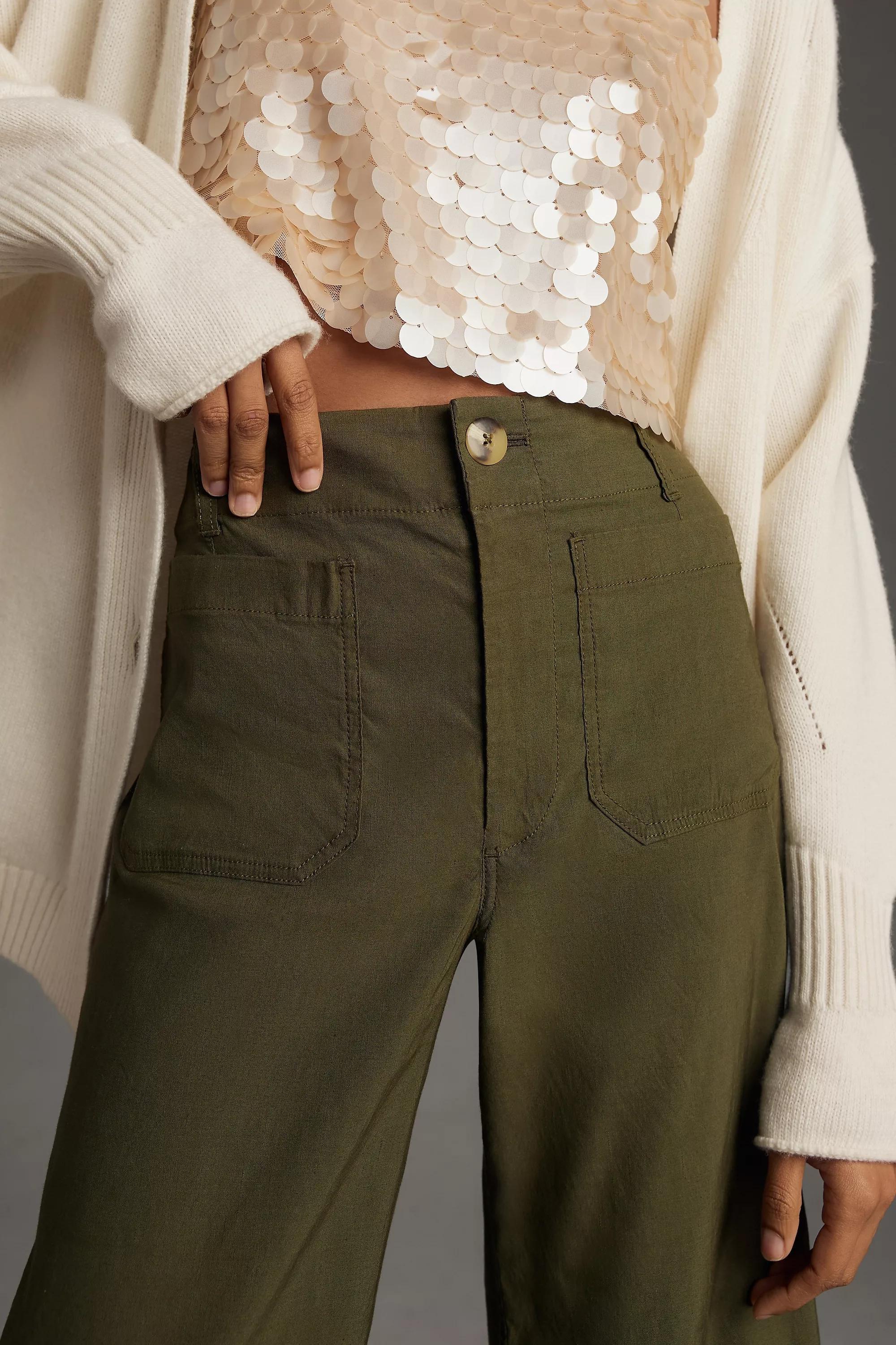 Anthropologie Plain Casual Trousers, Green, , large image number 3