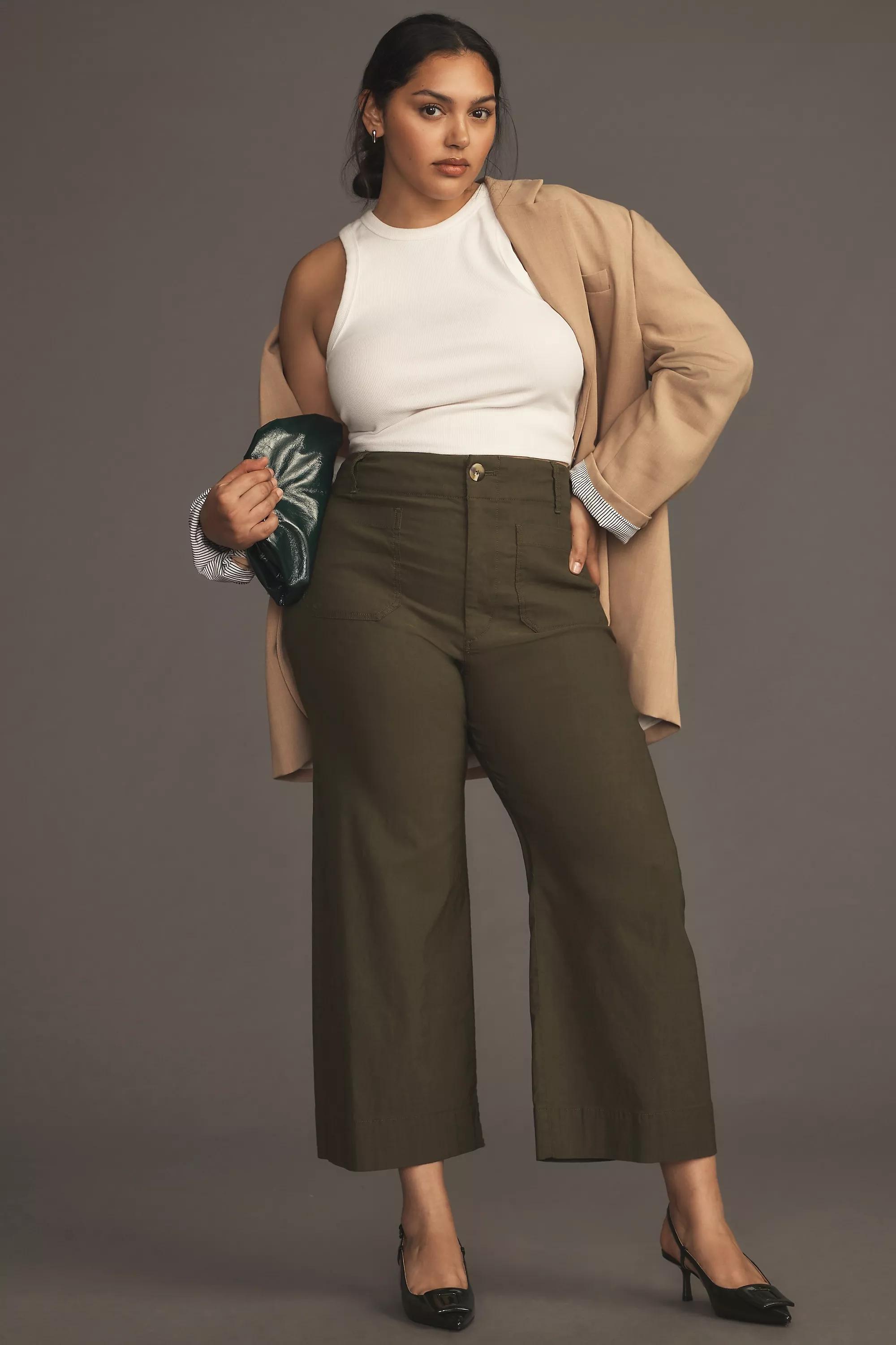 Anthropologie Plain Casual Trousers, Green, , large image number 4