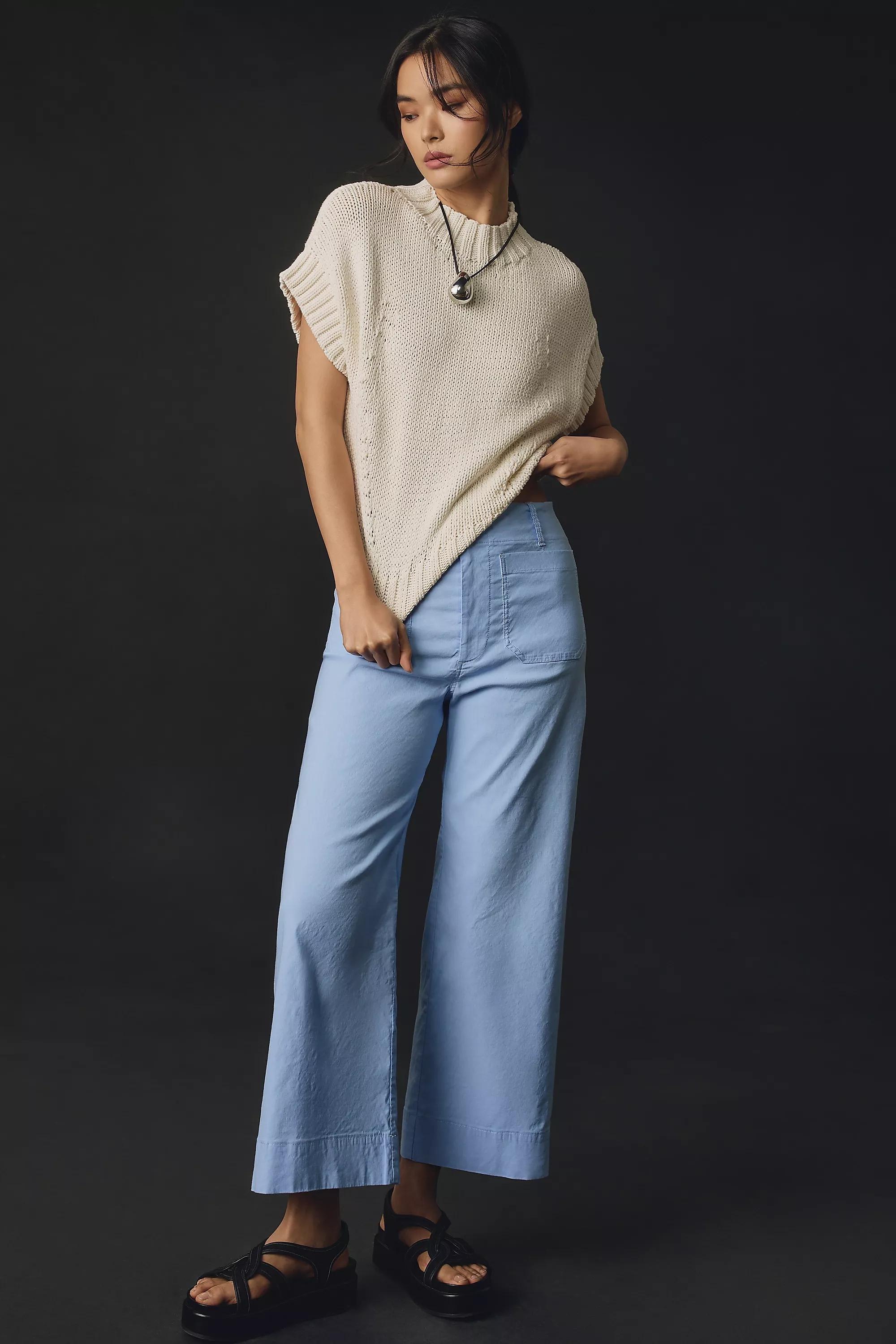 Maeve Cropped Wide-Leg Trousers, Blue, A501_0045, large image number 0
