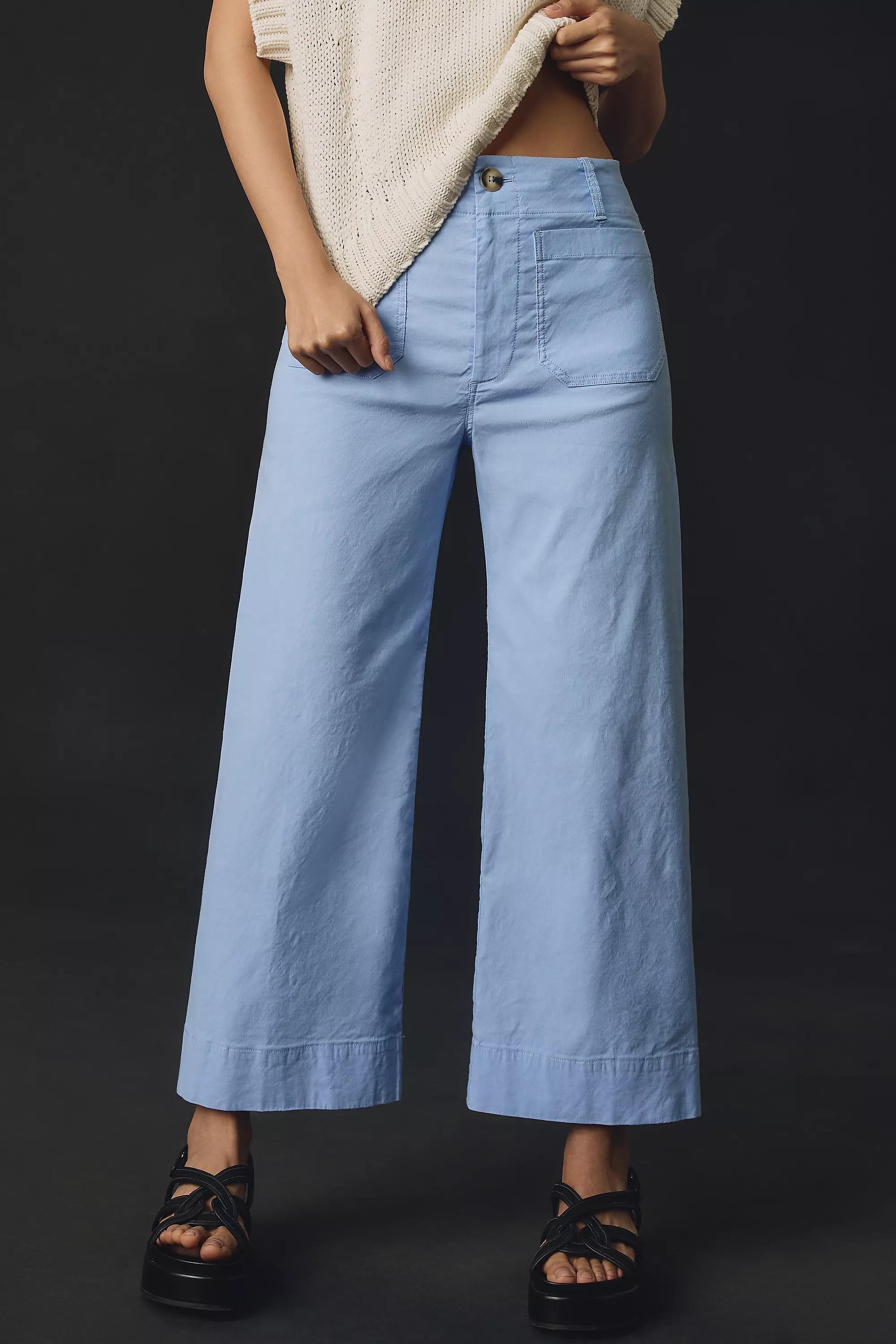 Maeve Cropped Wide-Leg Trousers, Blue, A501_0045, large image number 1