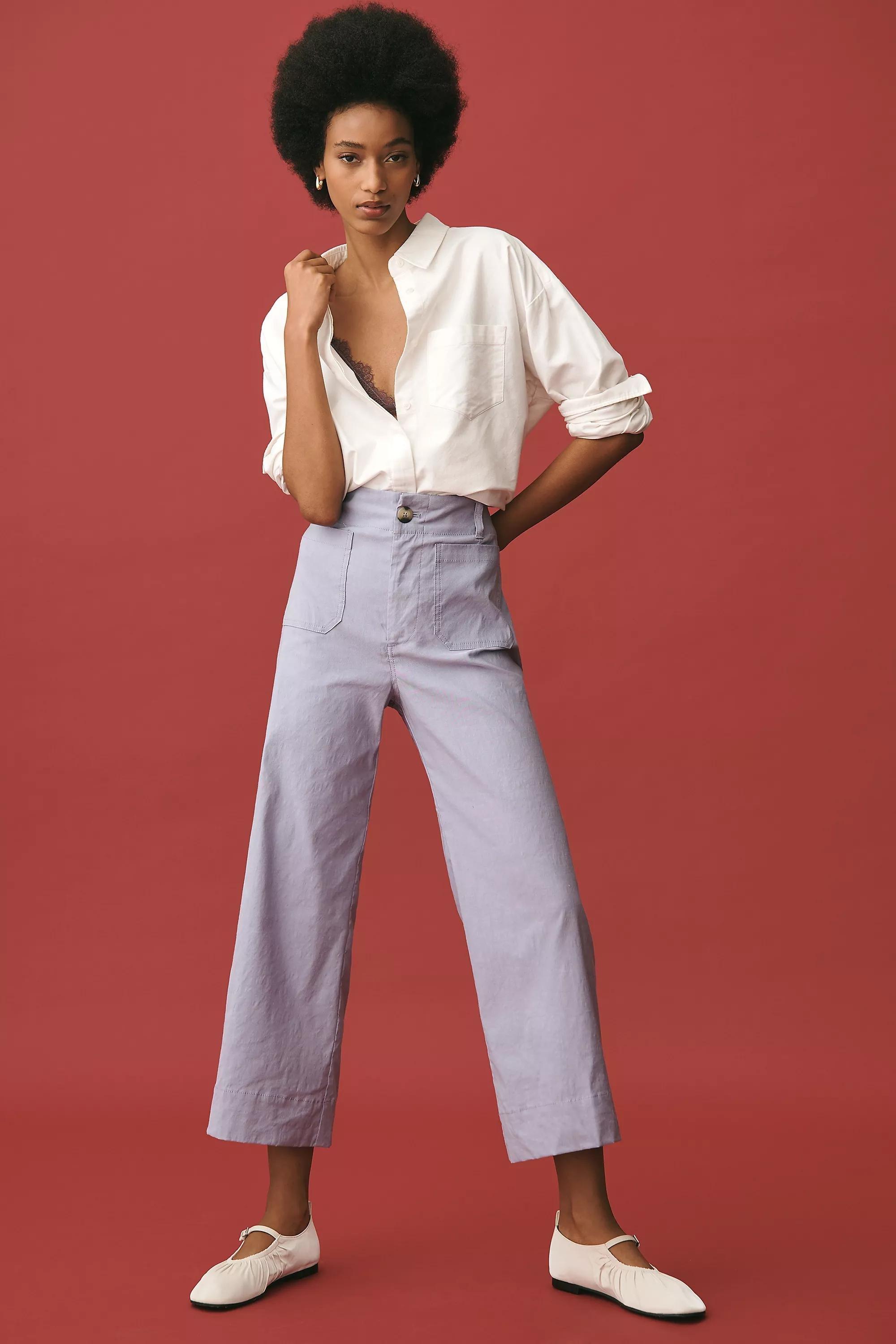 Maeve Cropped Wide-Leg Trousers, Grey, , large image number 0