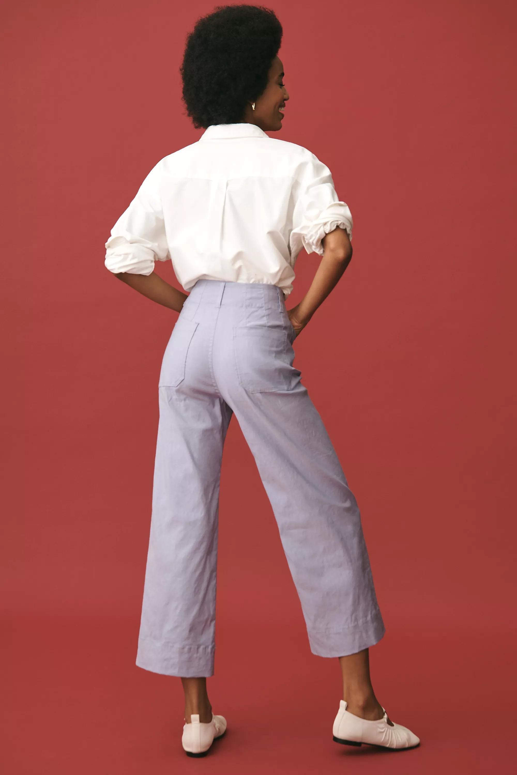 Maeve Cropped Wide-Leg Trousers, Grey, , large image number 4