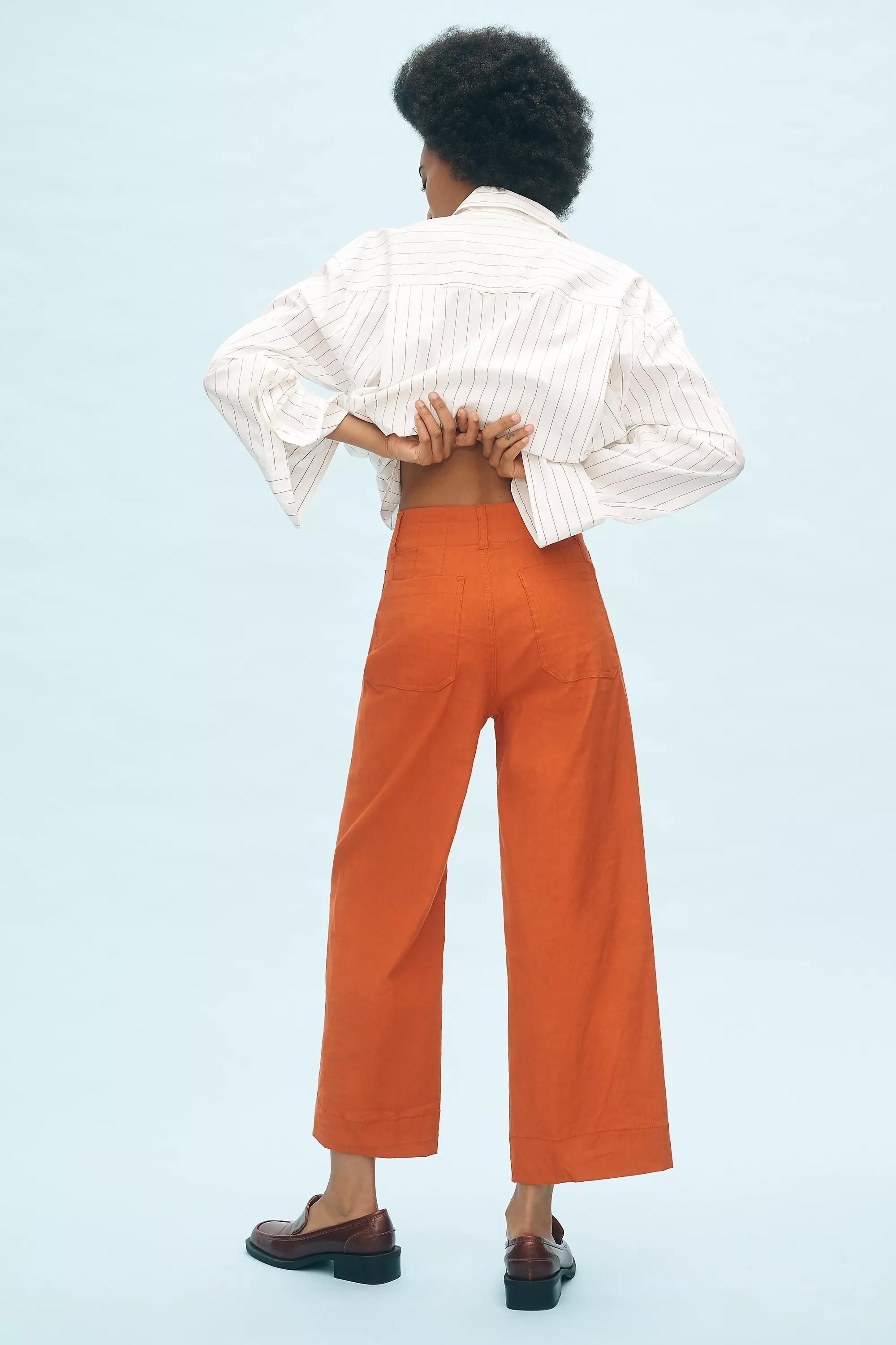 Maeve Cropped Wide-Leg Trousers, Orange, , medium