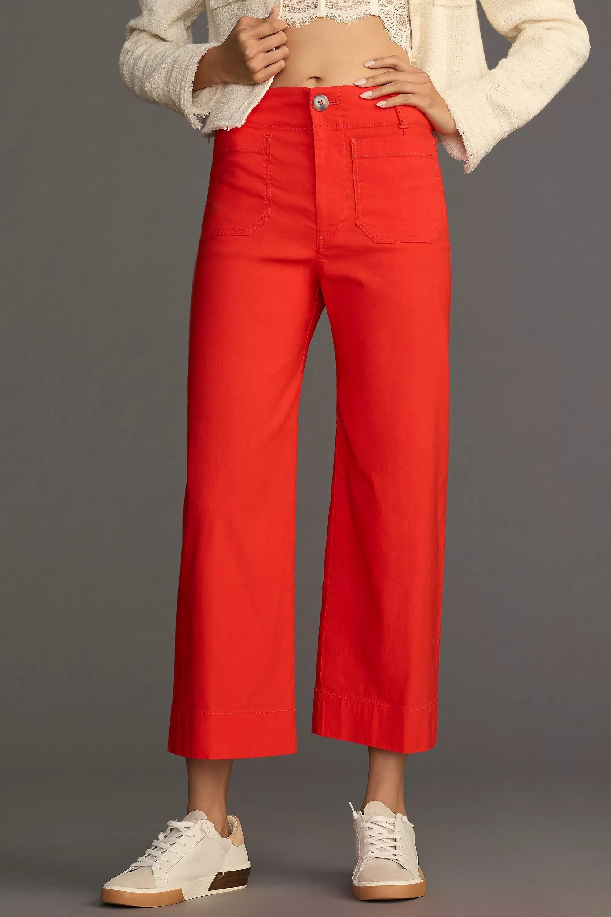 Maeve The Colette Cropped Wide-Leg Trousers, Red, A501_0626, medium