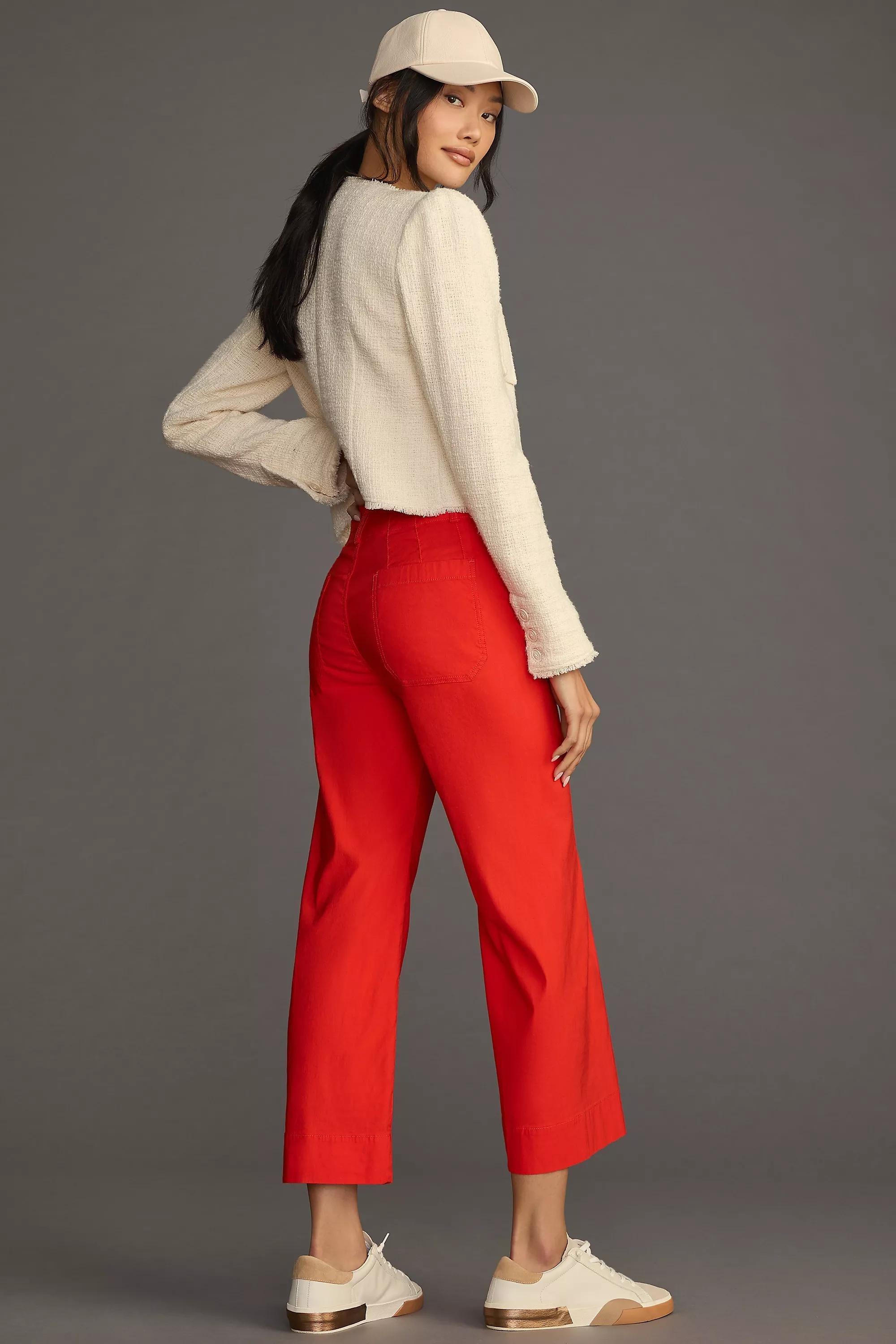 Maeve The Colette Cropped Wide-Leg Trousers, Red, A501_0626, large image number 4